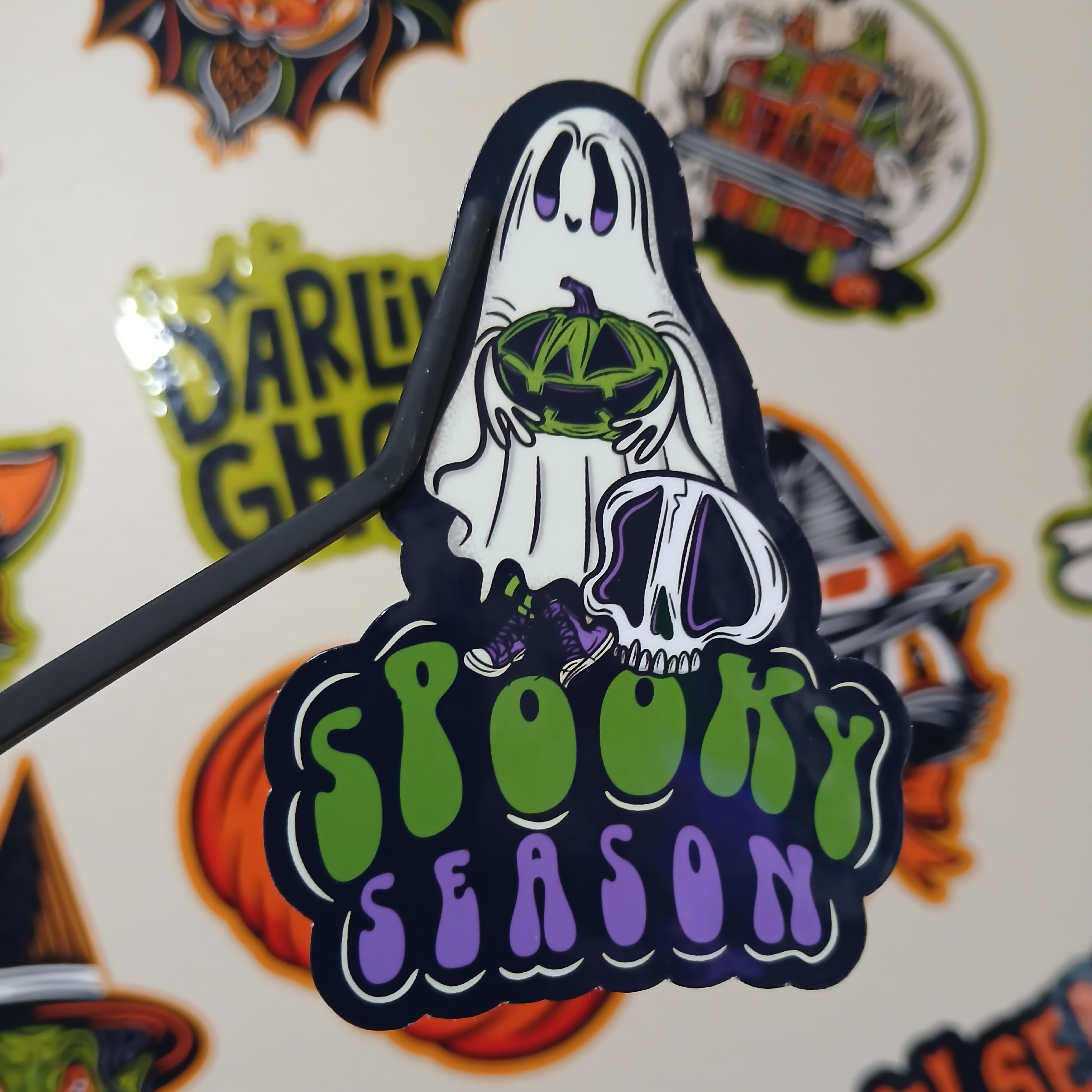 Spooky Season Cute Halloween Sheet Ghost, Skull Vinyl Decal Sticker