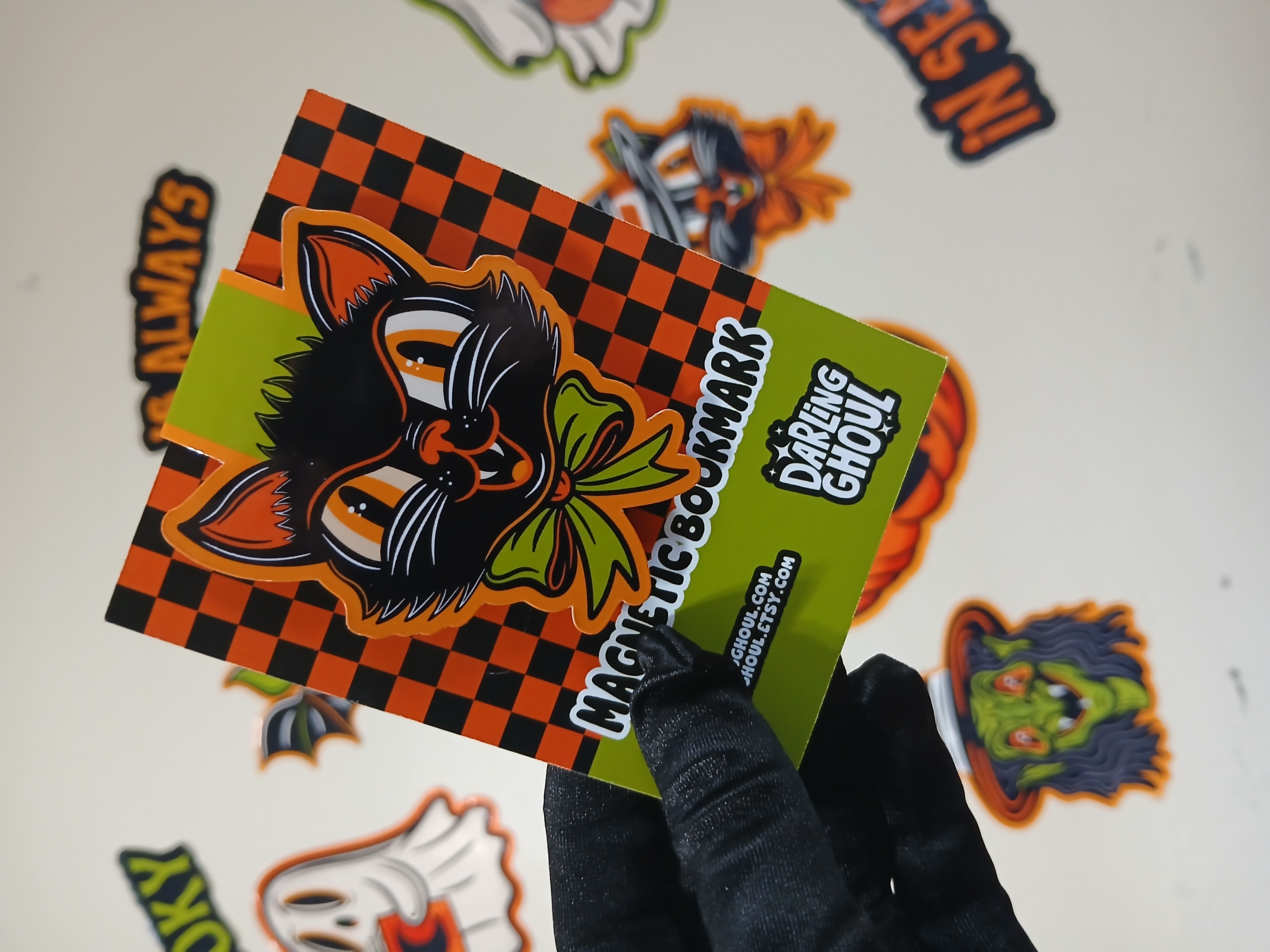 Spooky Season Retro Style Black Cat Bookish Halloween Magnetic Bookmark
