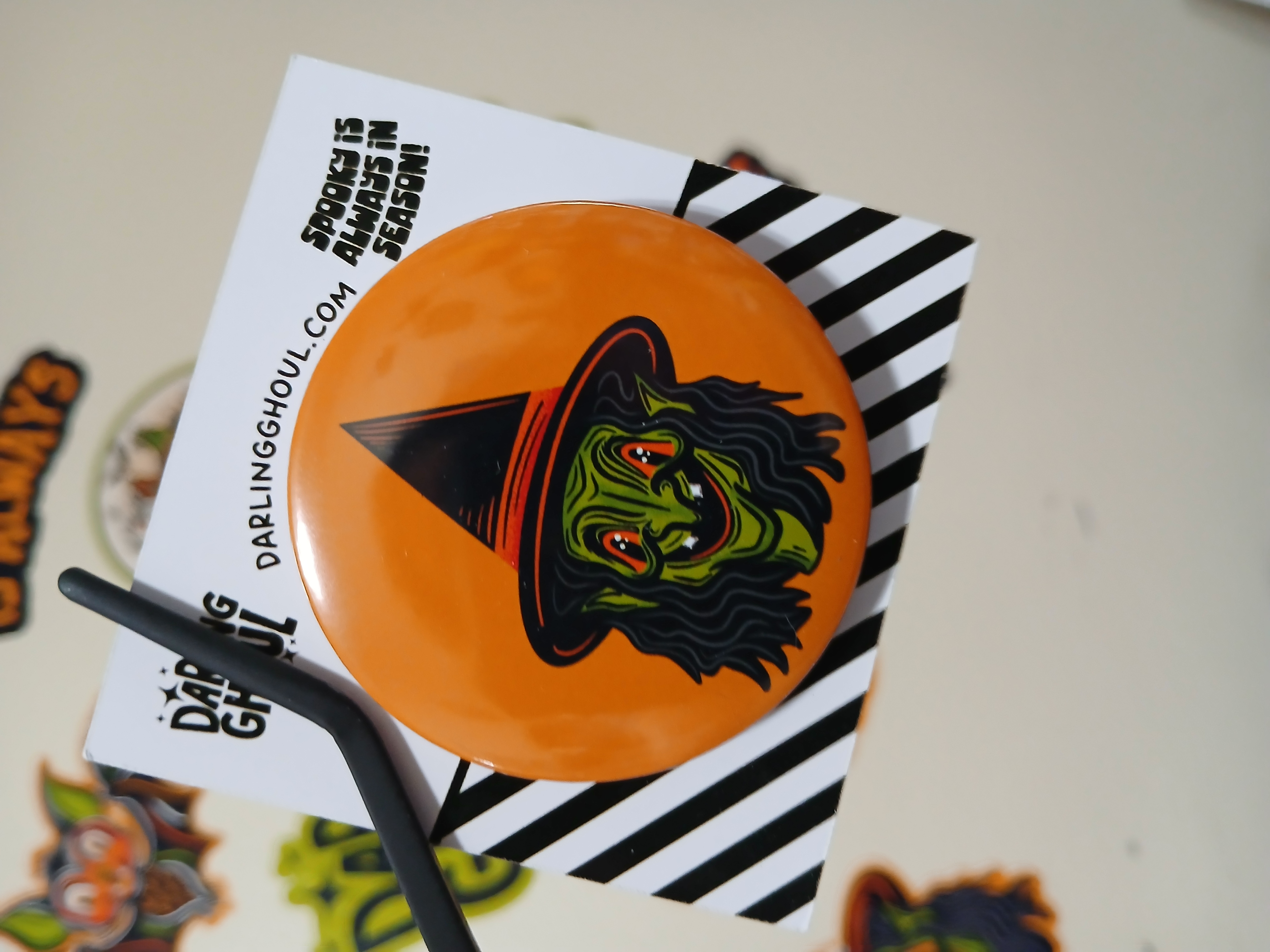 Spooky Season Cute Halloween Crone Witch Pinback Button Badge