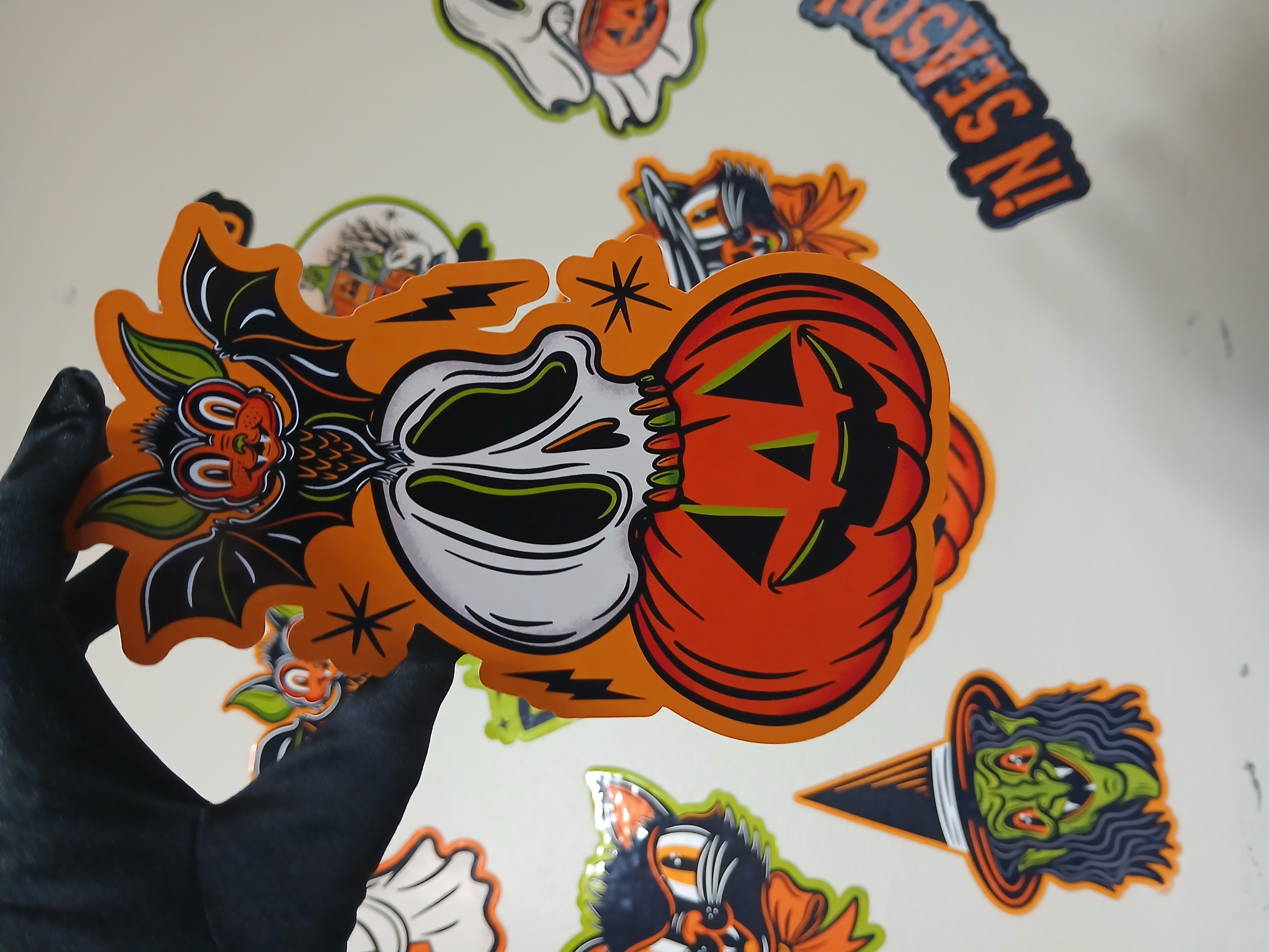 Spooky Season Jack-O-Lantern Skull Bat Stack Halloween Wall Decor Paper Die Cut
