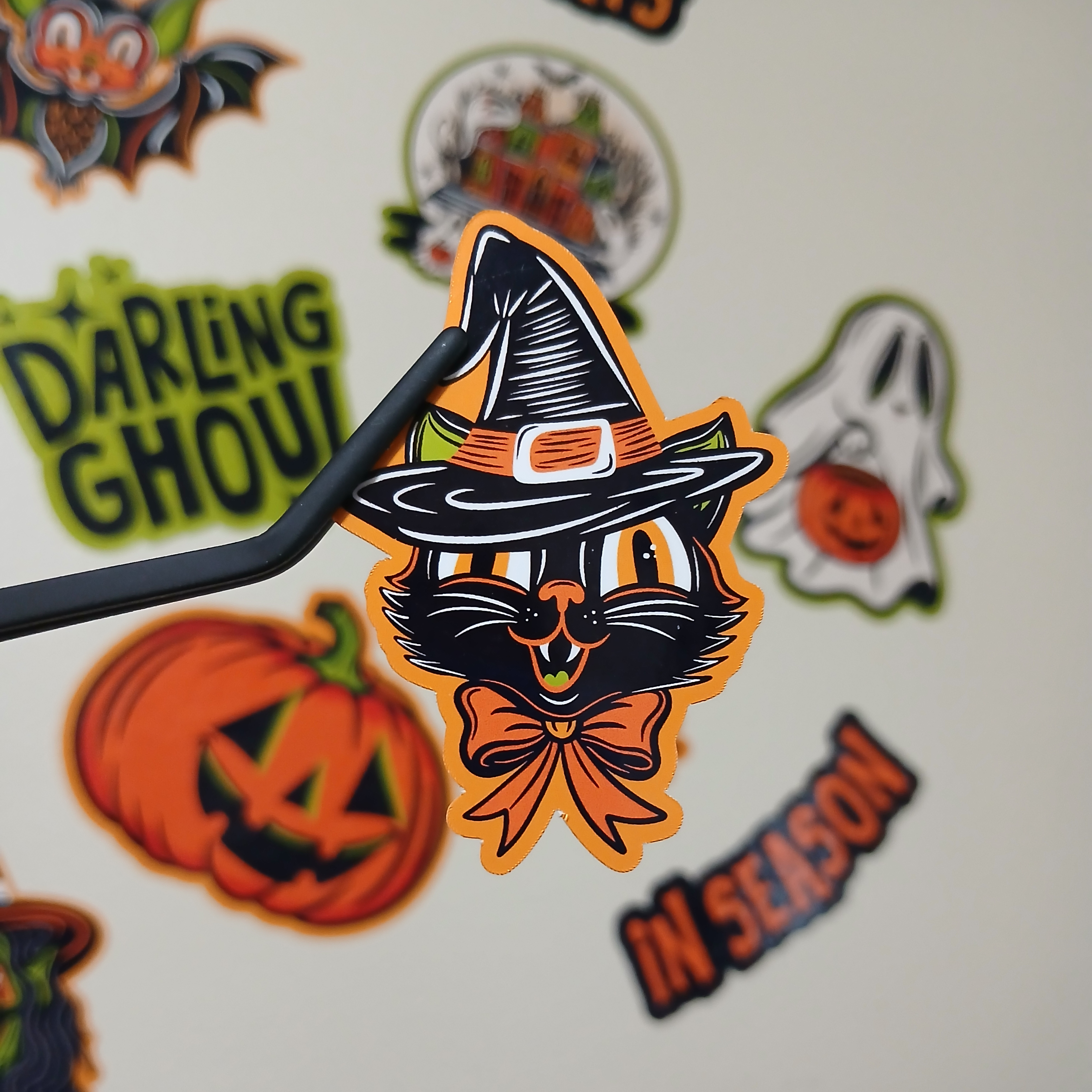 Spooky Season Cute Halloween Black Cat Witch Vinyl Decal Sticker
