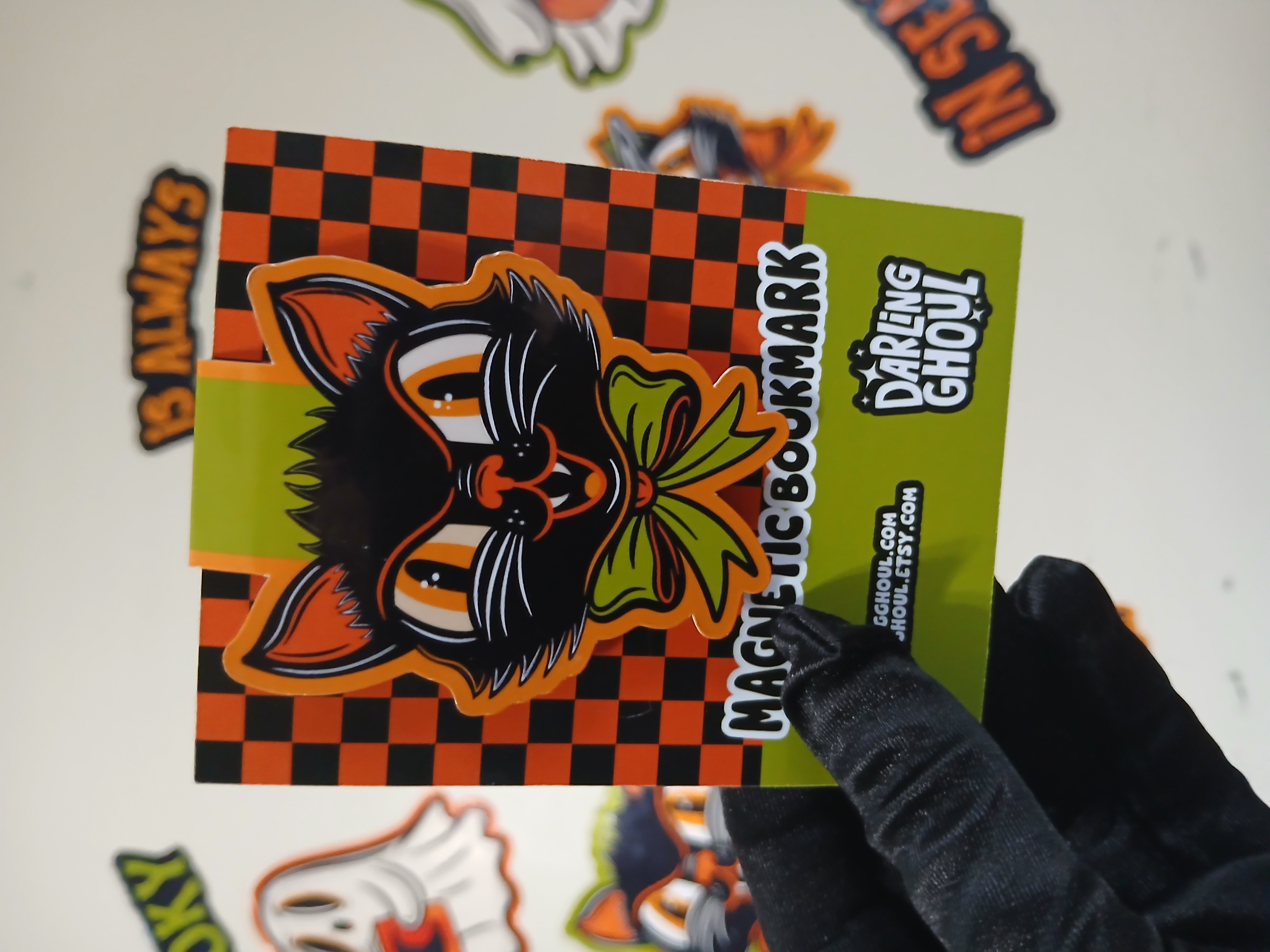 Spooky Season Retro Style Black Cat Bookish Halloween Magnetic Bookmark