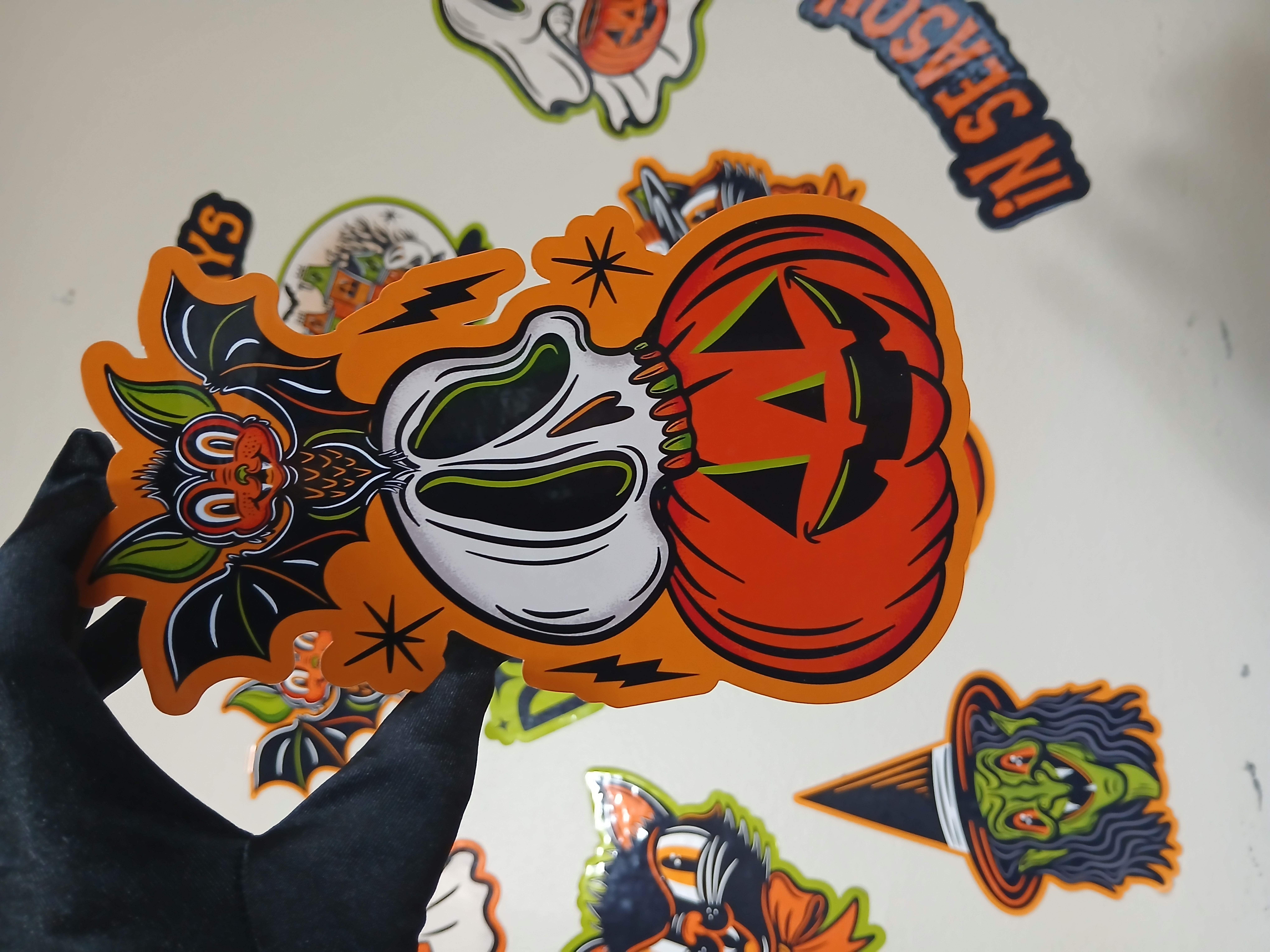 Spooky Season Jack-O-Lantern Skull Bat Stack Halloween Wall Decor Paper Die Cut