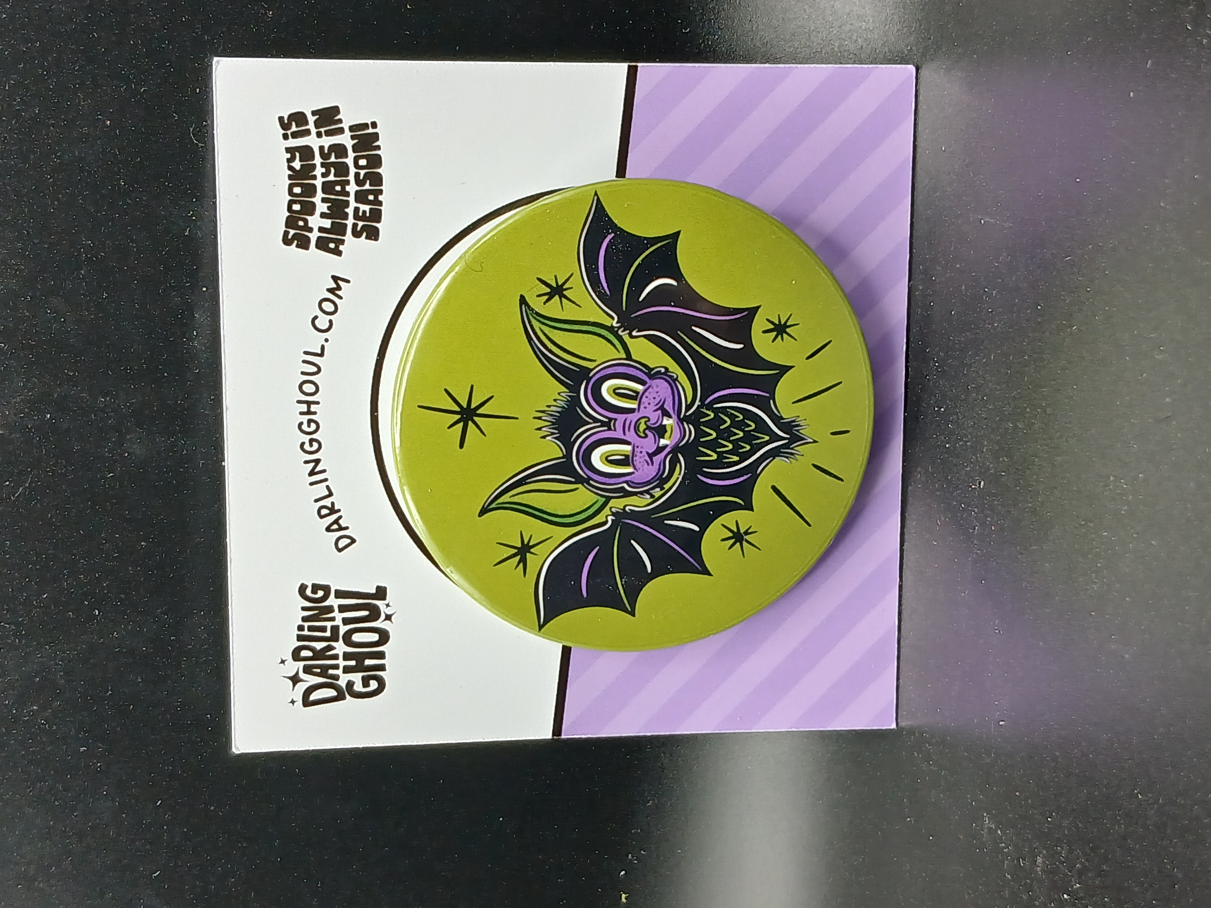 Spooky Season Cute Halloween Gothic Bat Pinback Button Badge