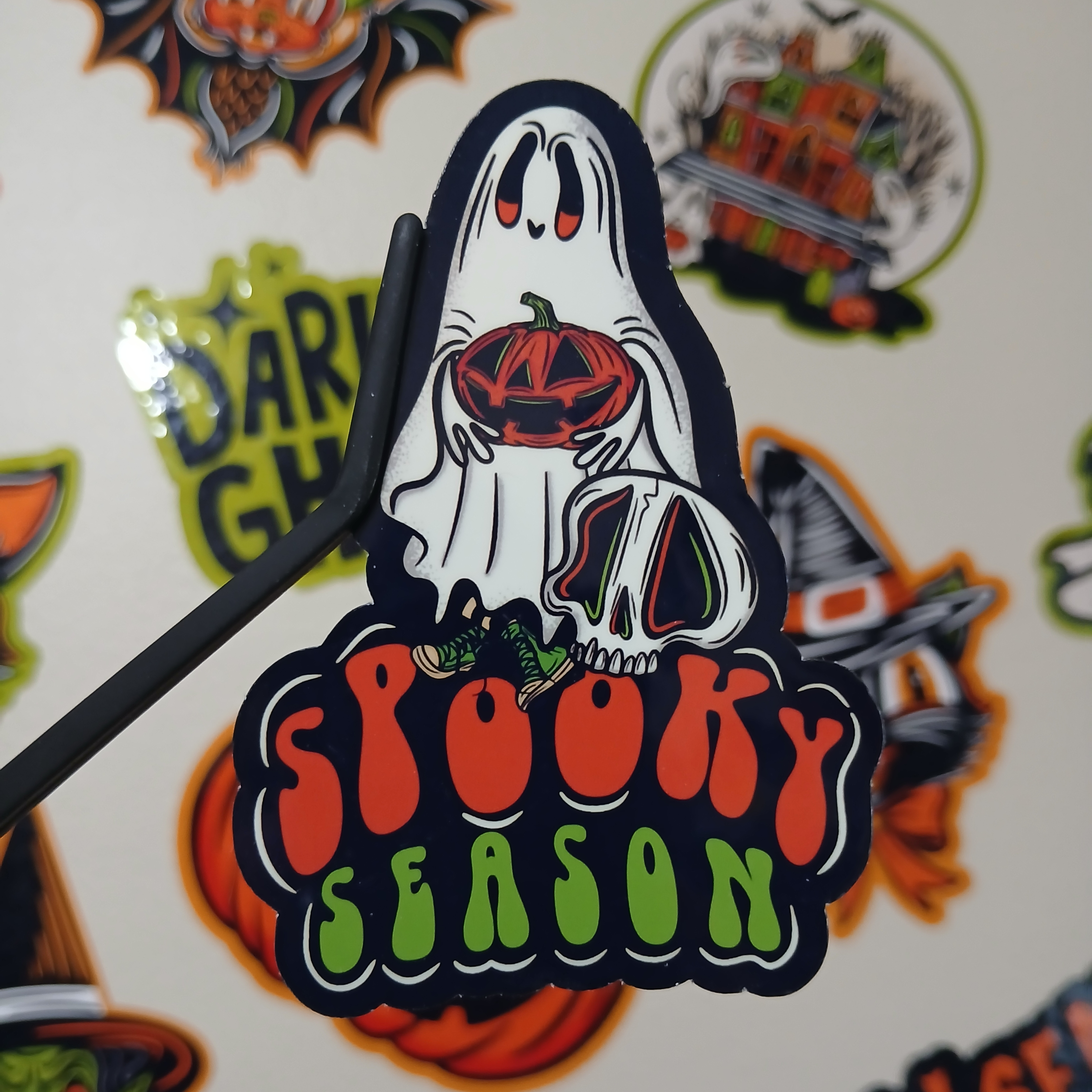 Spooky Season Cute Halloween Sheet Ghost, Skull Vinyl Decal Sticker