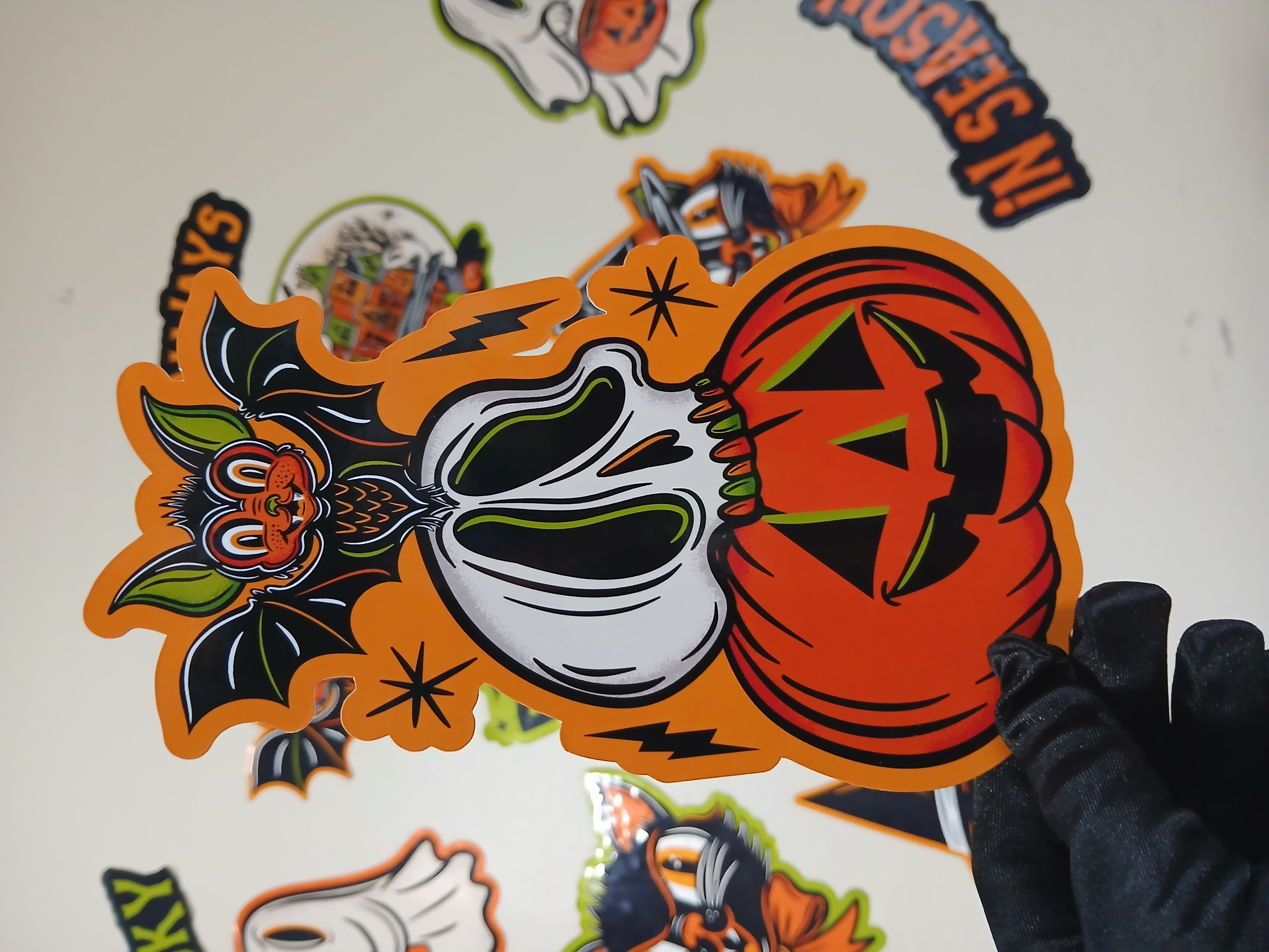 Spooky Season Jack-O-Lantern Skull Bat Stack Halloween Wall Decor Paper Die Cut