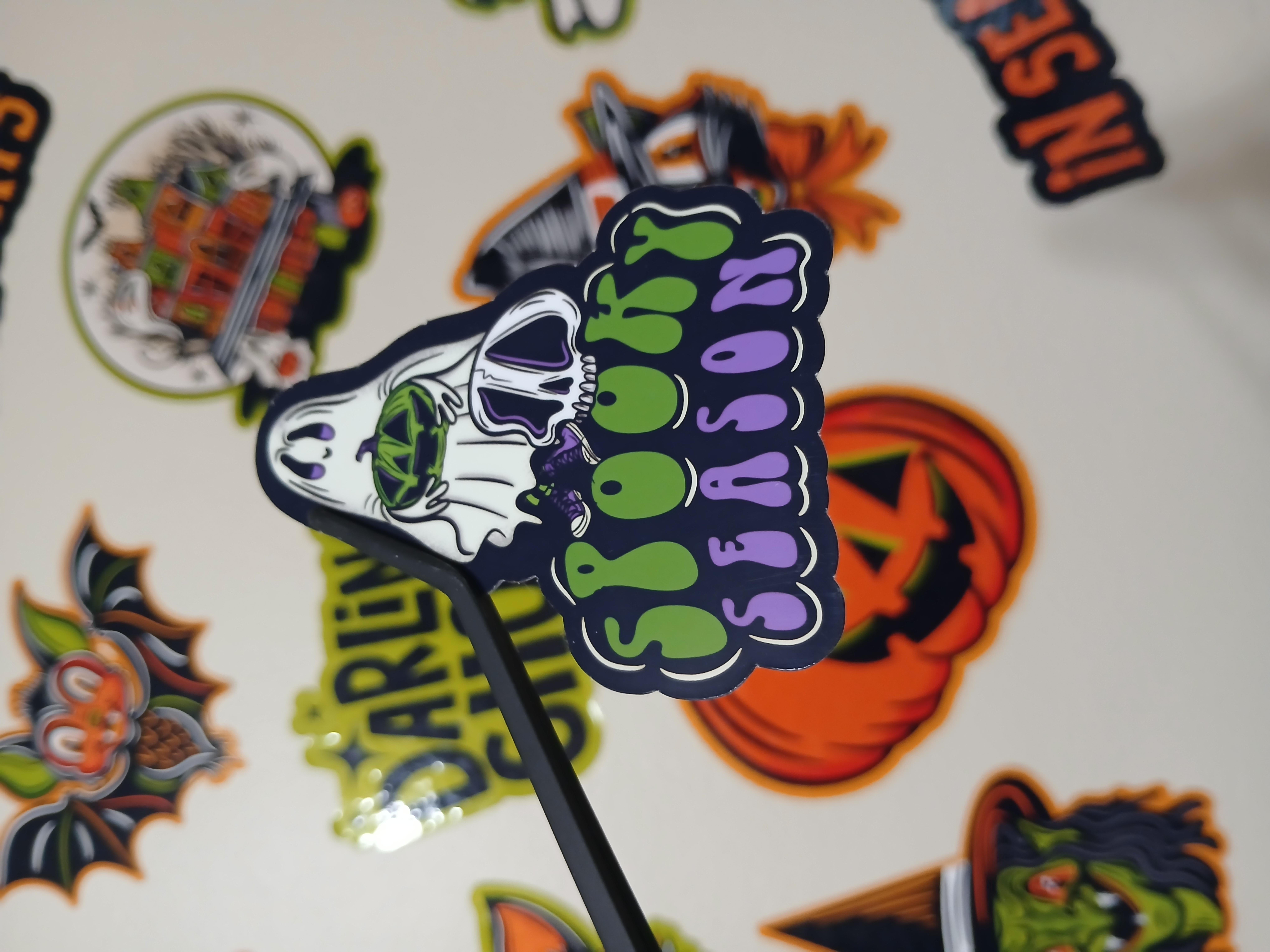 Spooky Season Cute Halloween Sheet Ghost, Skull Vinyl Decal Sticker