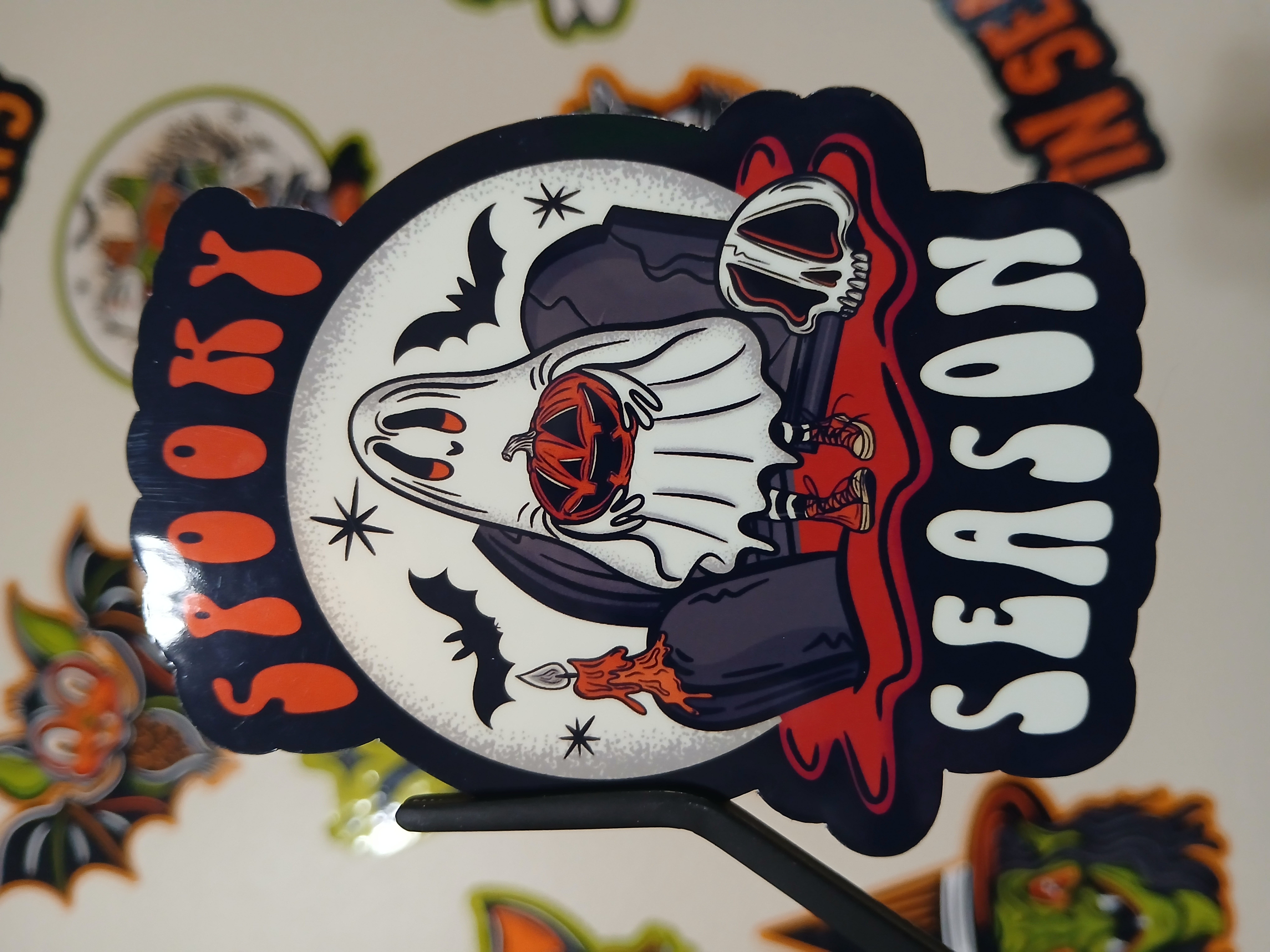Spooky Season Cute Halloween Sheet Ghost, Bats, Skull Cemetery Vinyl Decal Sticker