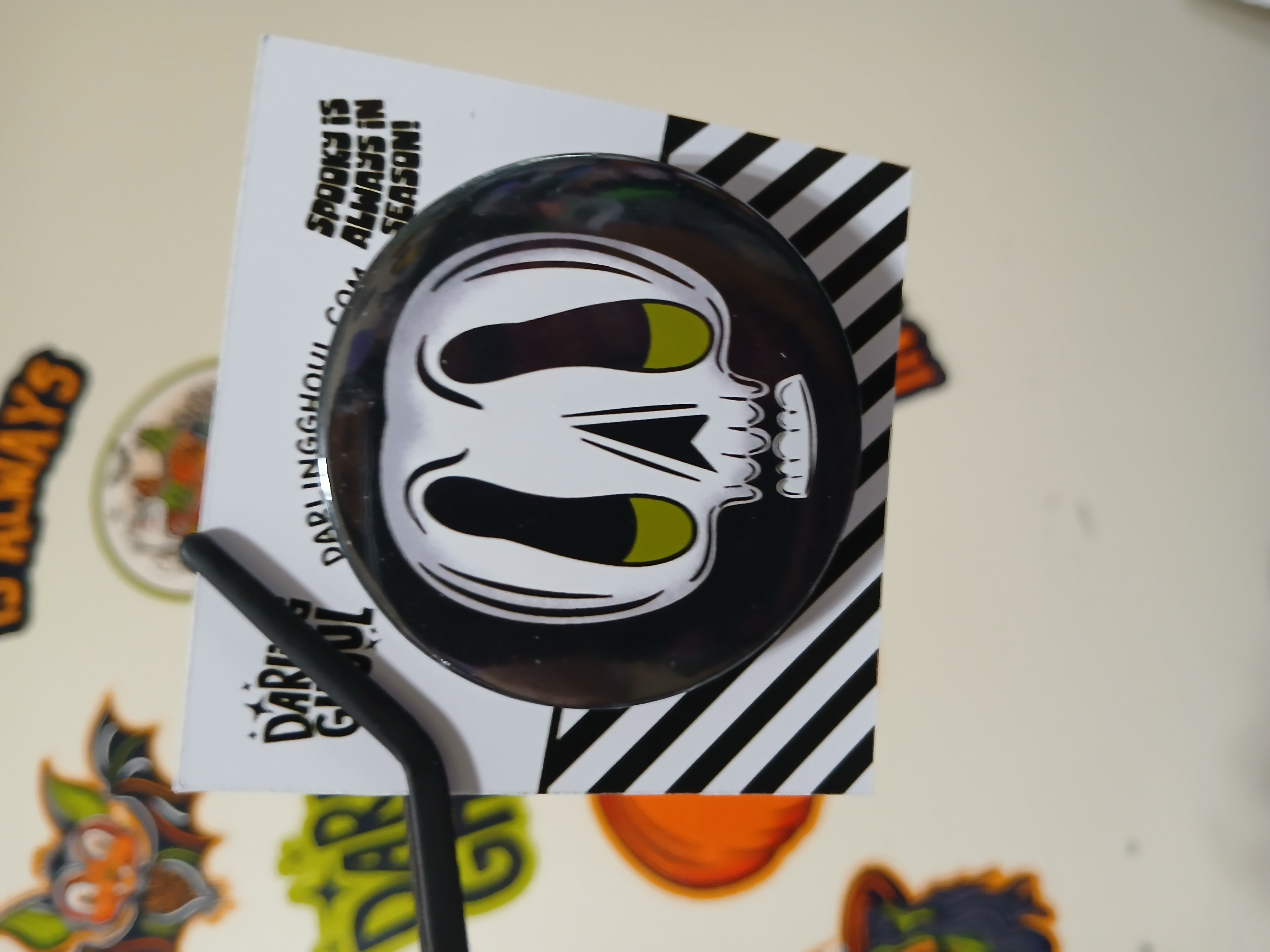 Spooky Season Cute Halloween Skull Pinback Button Badge
