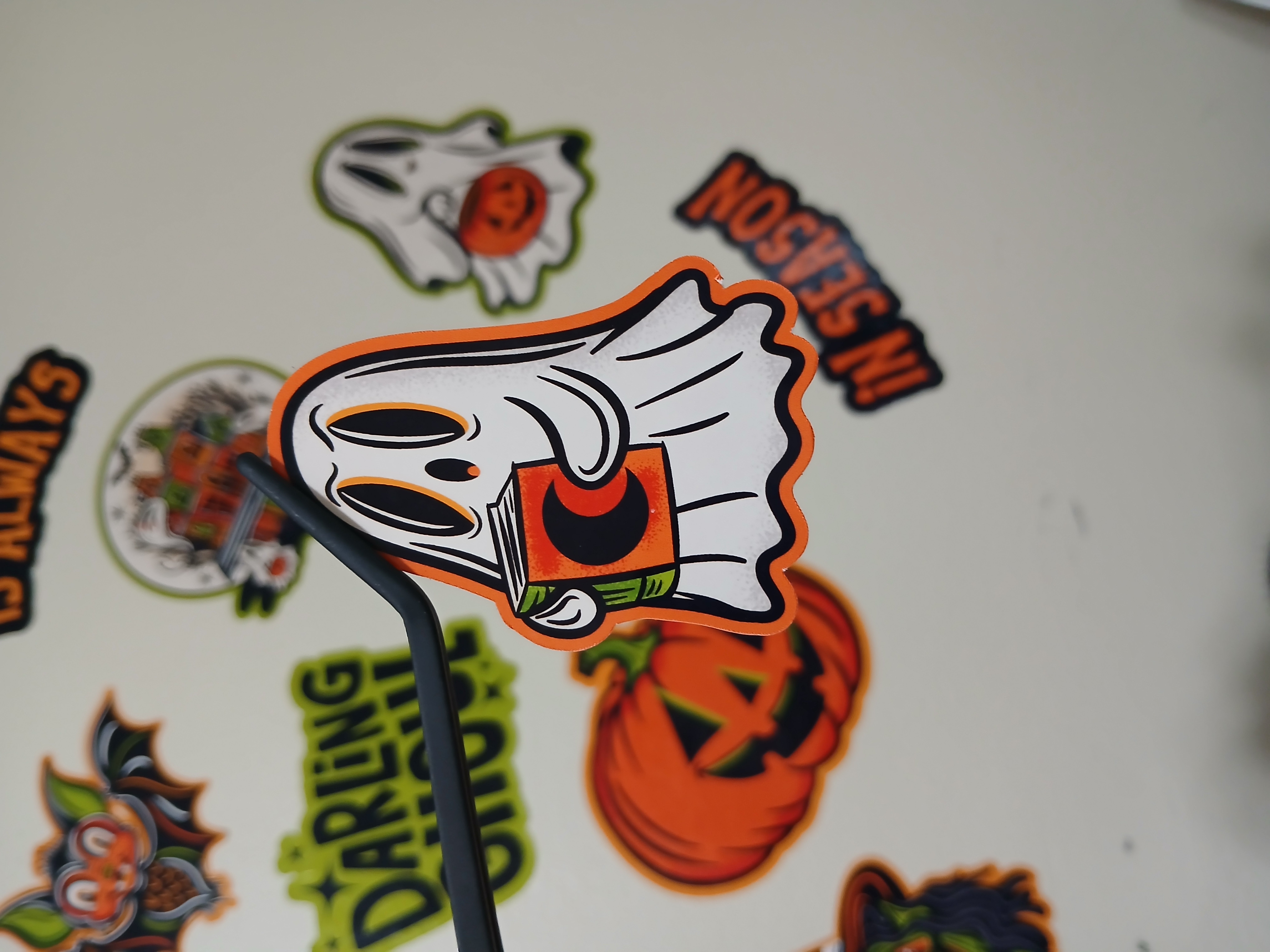 Spooky Season Cute Halloween Bookish Ghost Vinyl Decal Sticker