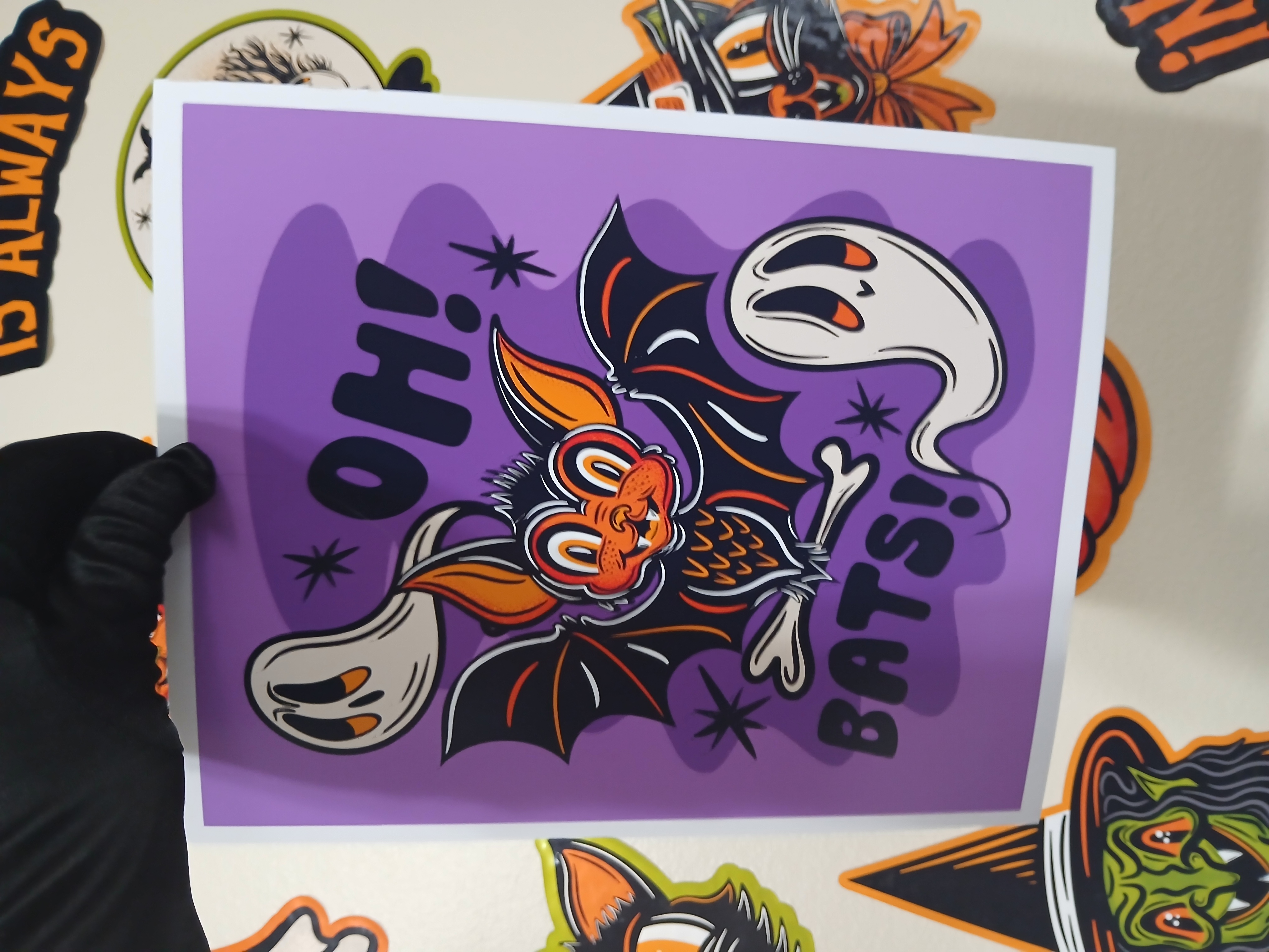 Spooky Bats and Ghosts Halloween Wall Decor Art Print