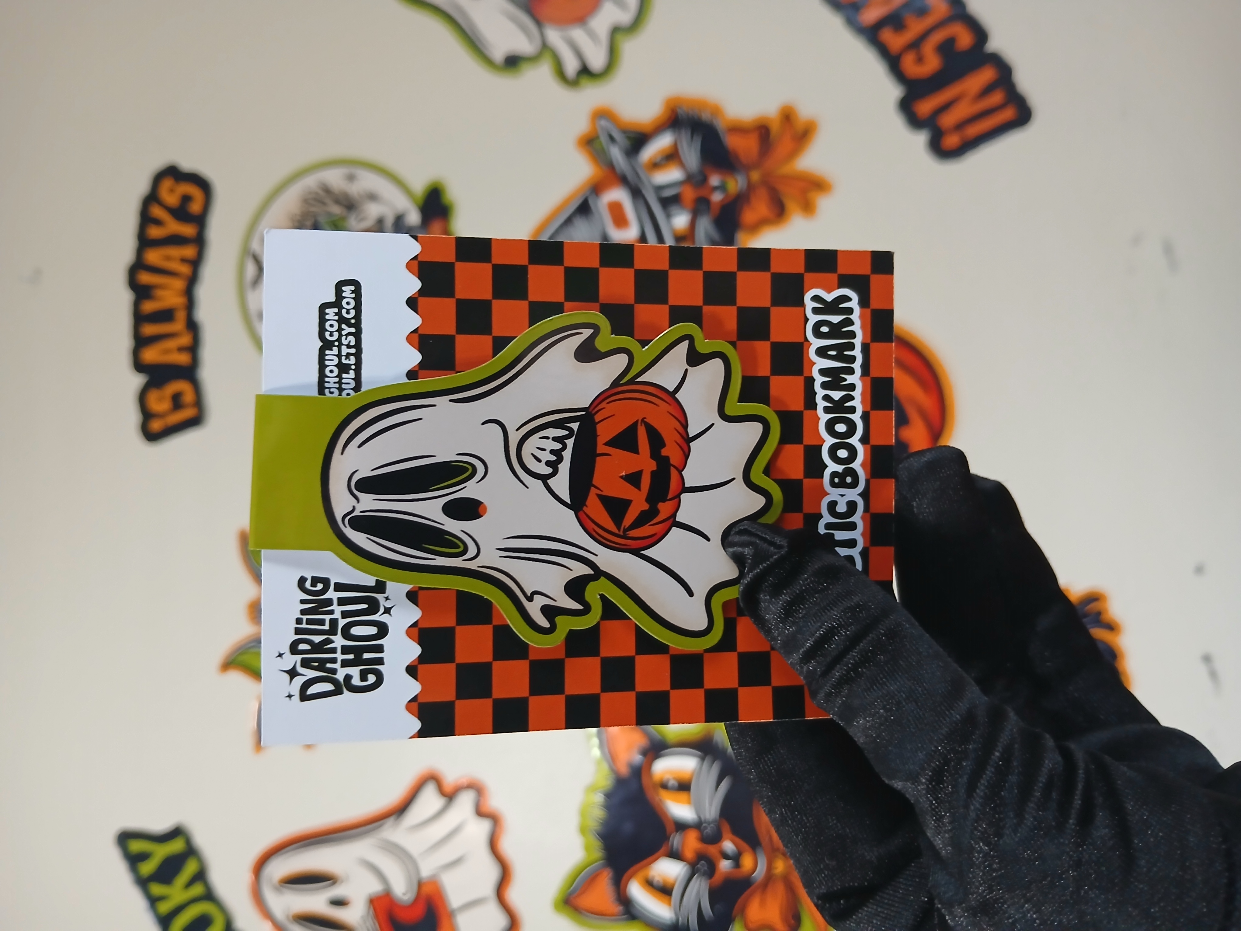 Spooky Season Cute Ghost Jack-o-Lantern Pail Bookish Halloween Magnetic Bookmark