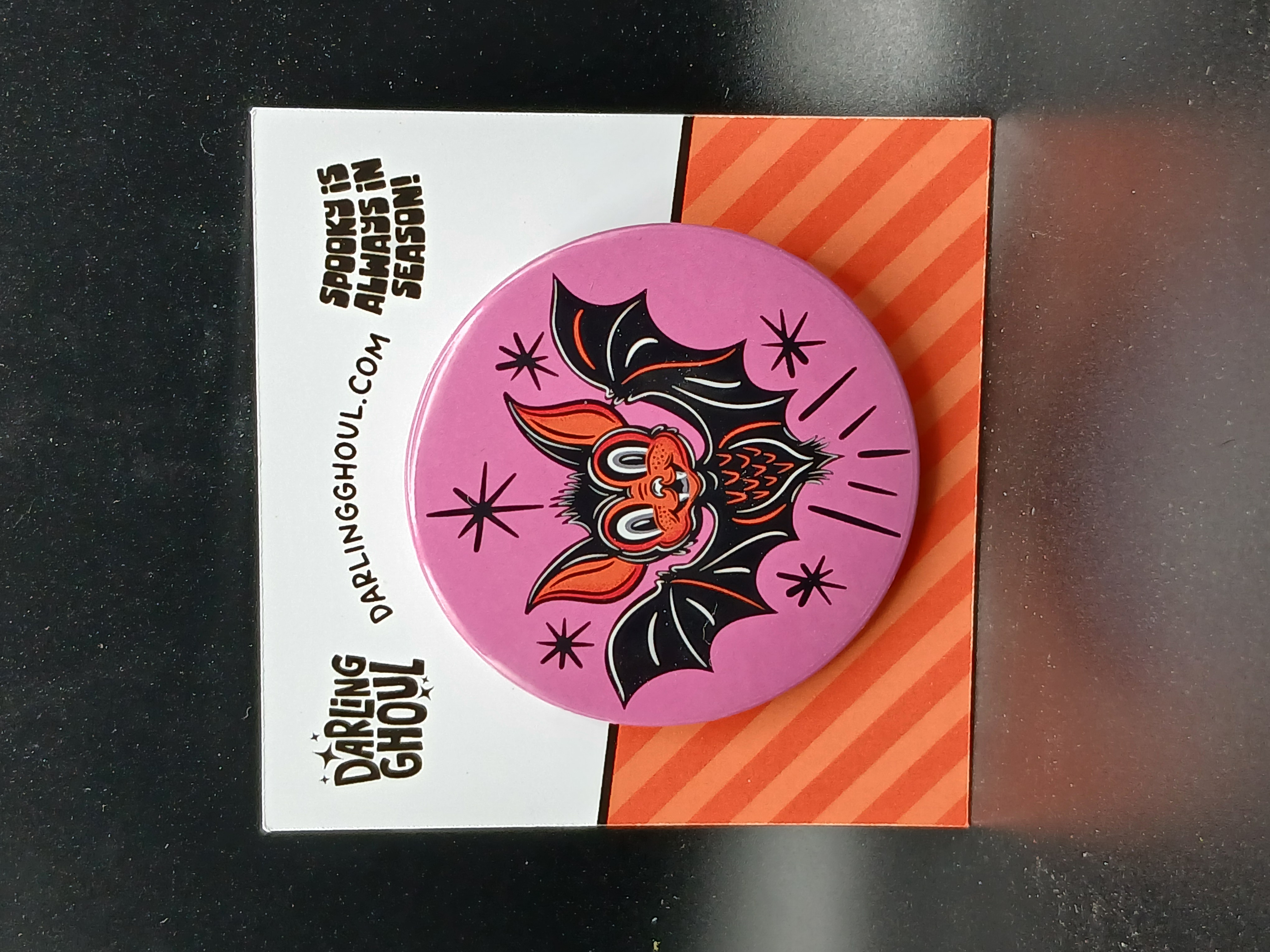 Spooky Season Cute Halloween Gothic Bat Pinback Button Badge