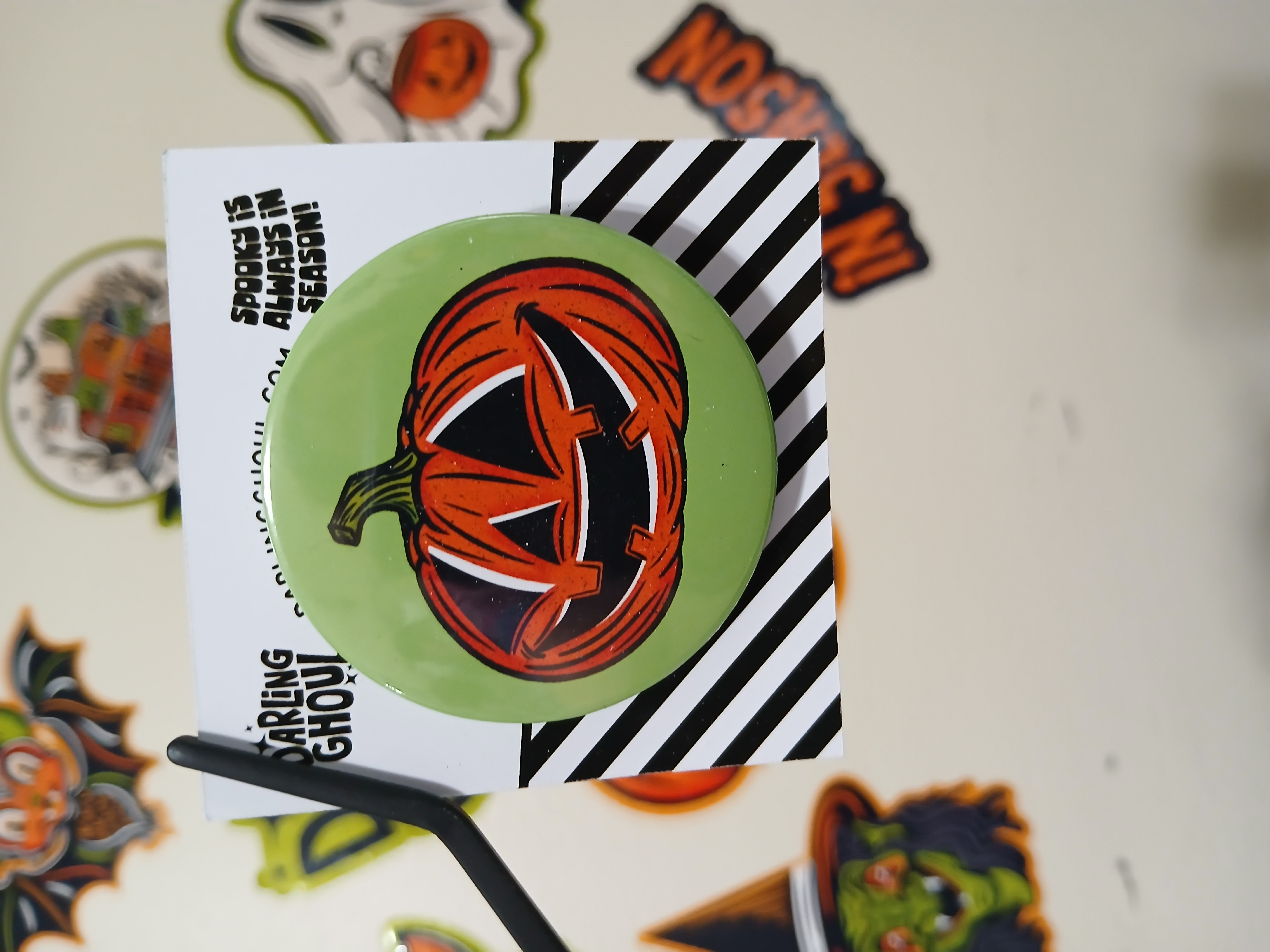 Spooky Season Cute Halloween Jack-o-Lantern Pinback Button Badge