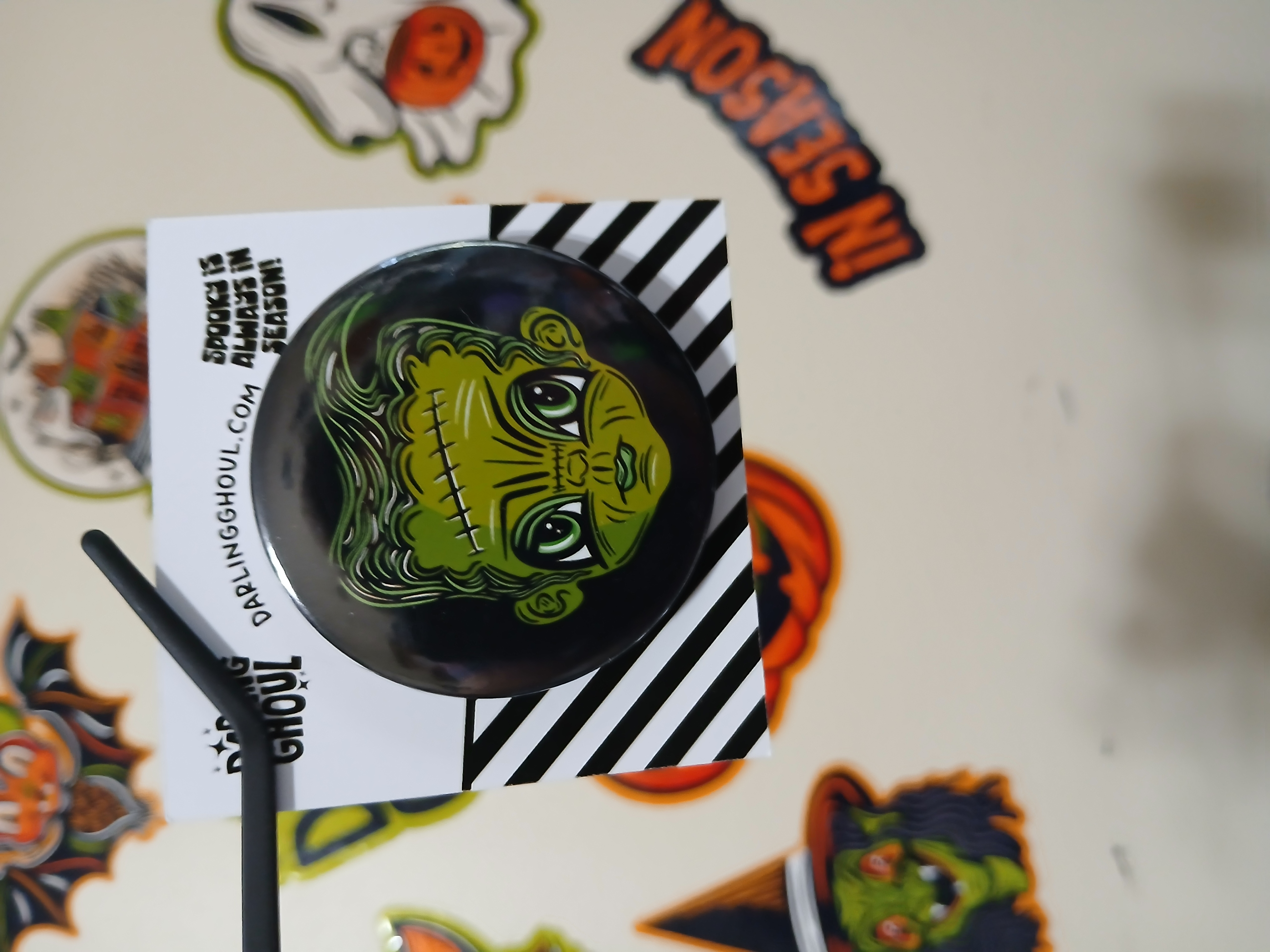 Spooky Season Cute Halloween Zombie Monster Pinback Button Badge