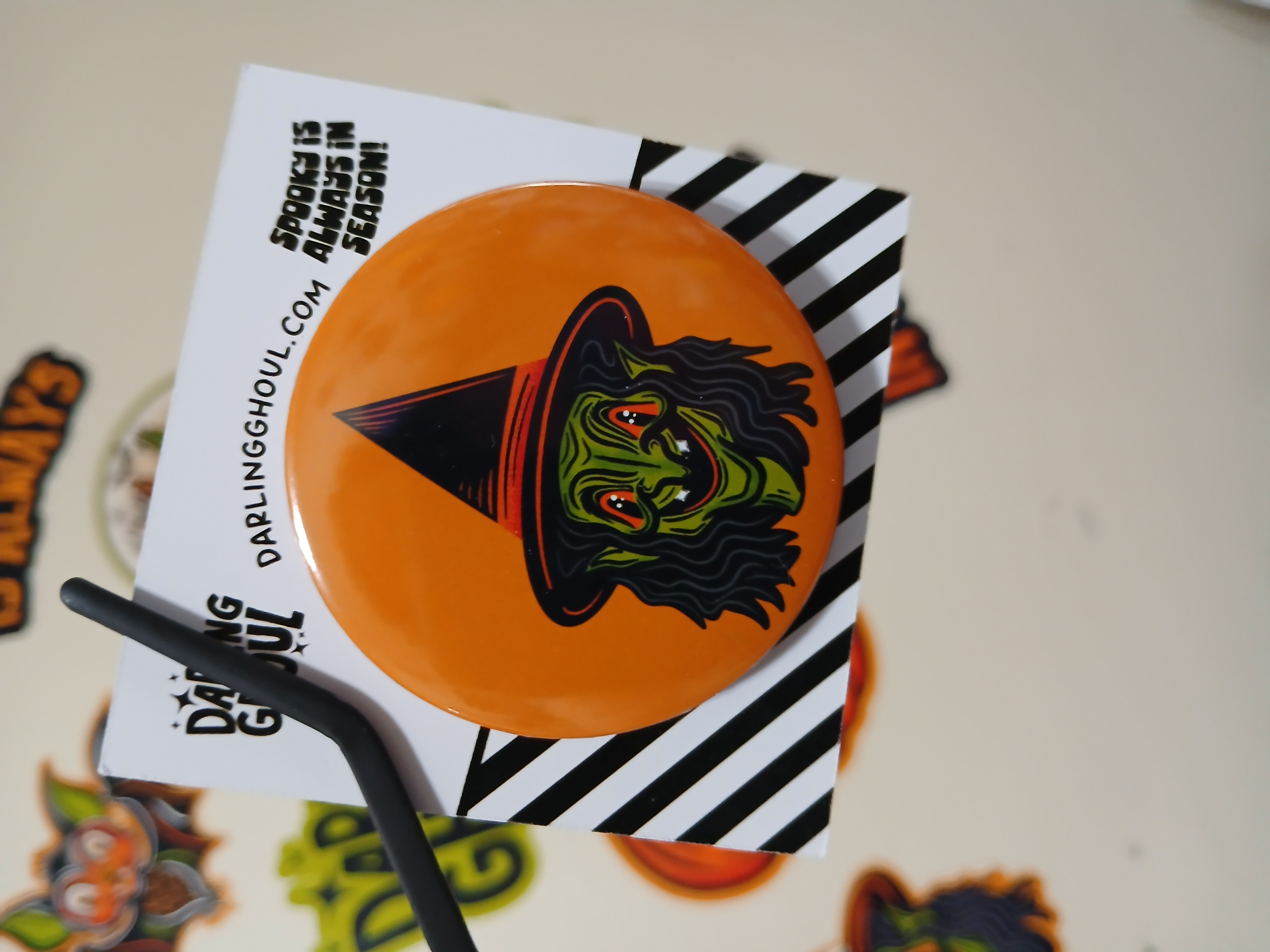 Spooky Season Cute Halloween Crone Witch Pinback Button Badge