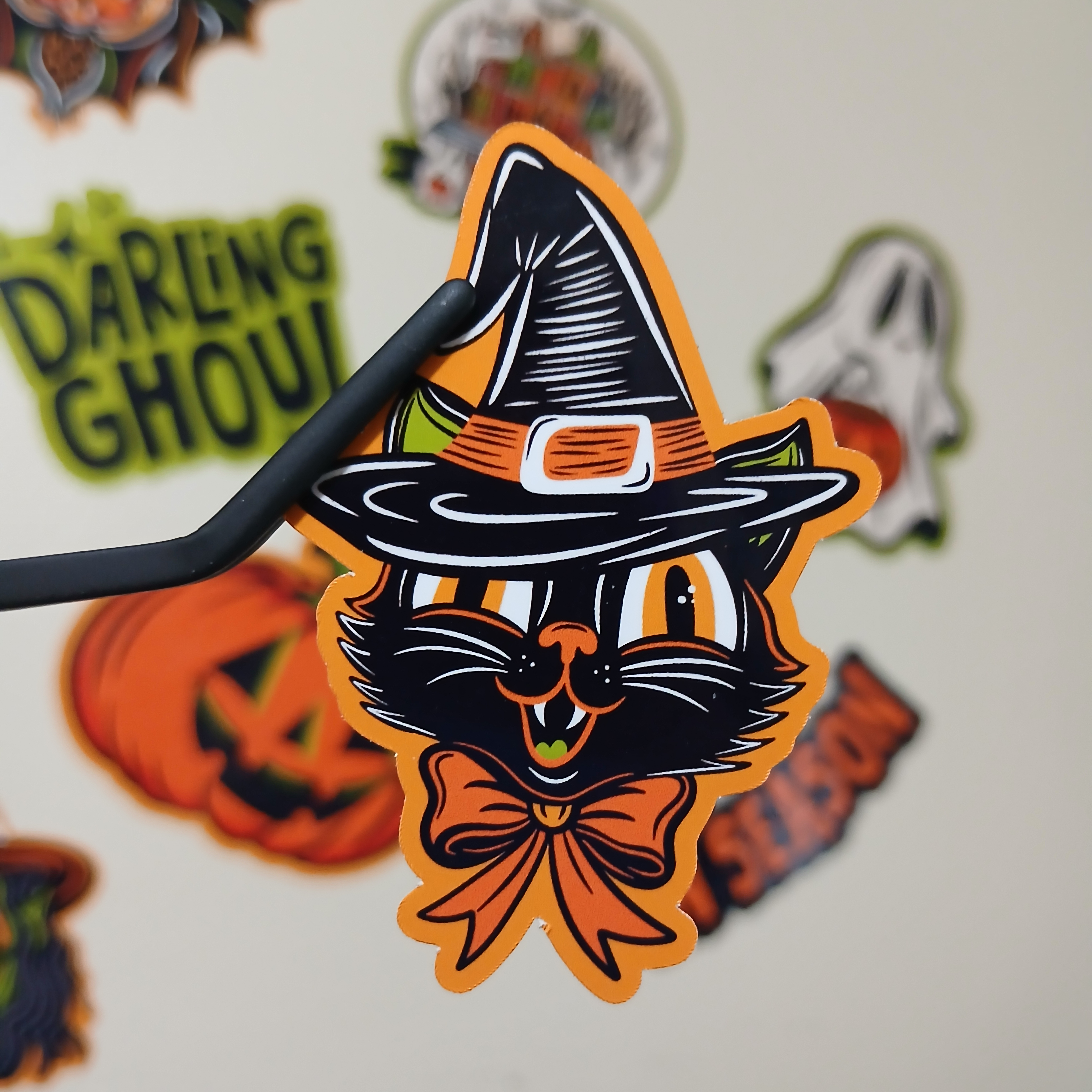 Spooky Season Cute Halloween Black Cat Witch Vinyl Decal Sticker