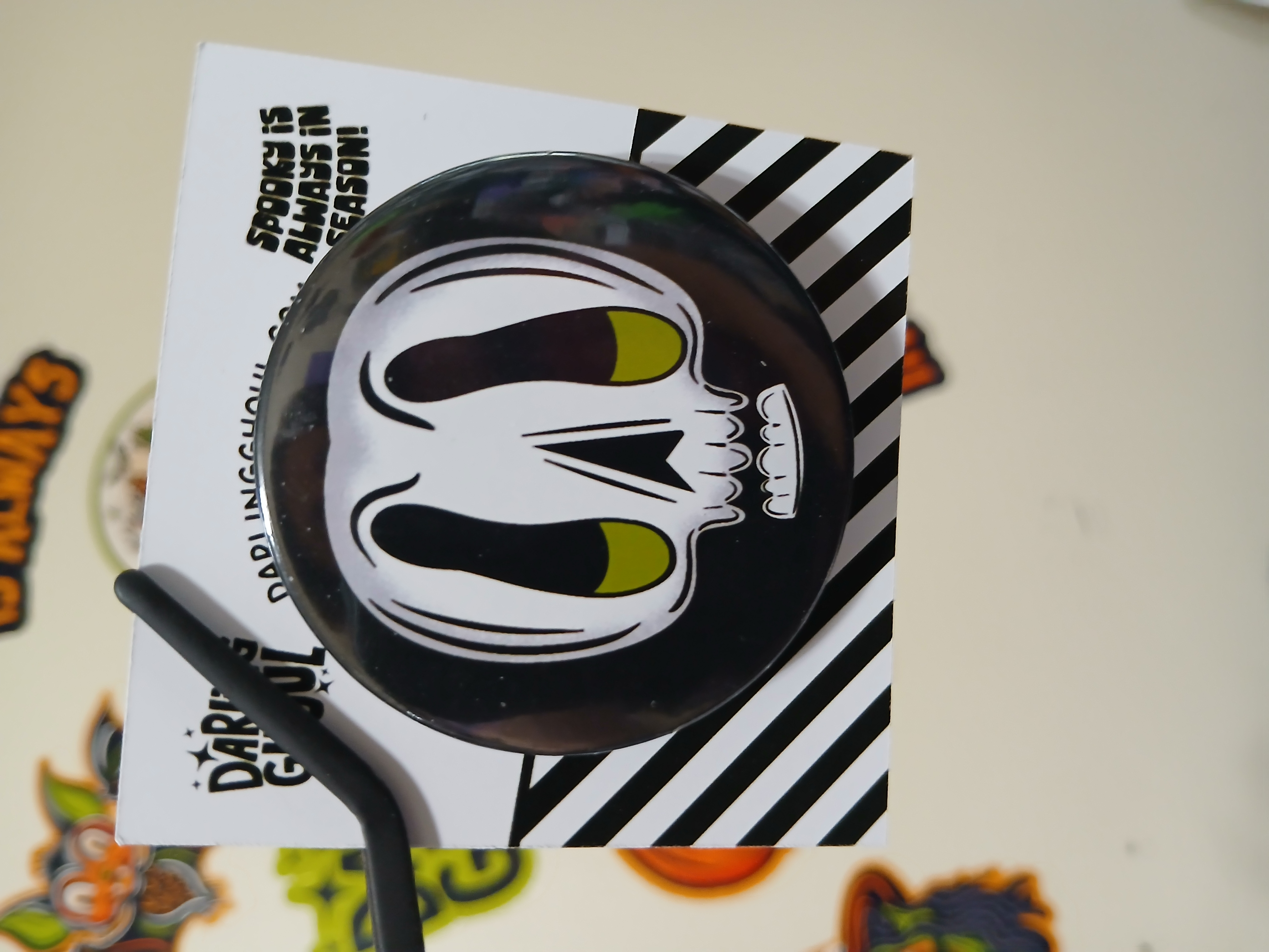 Spooky Season Cute Halloween Skull Pinback Button Badge