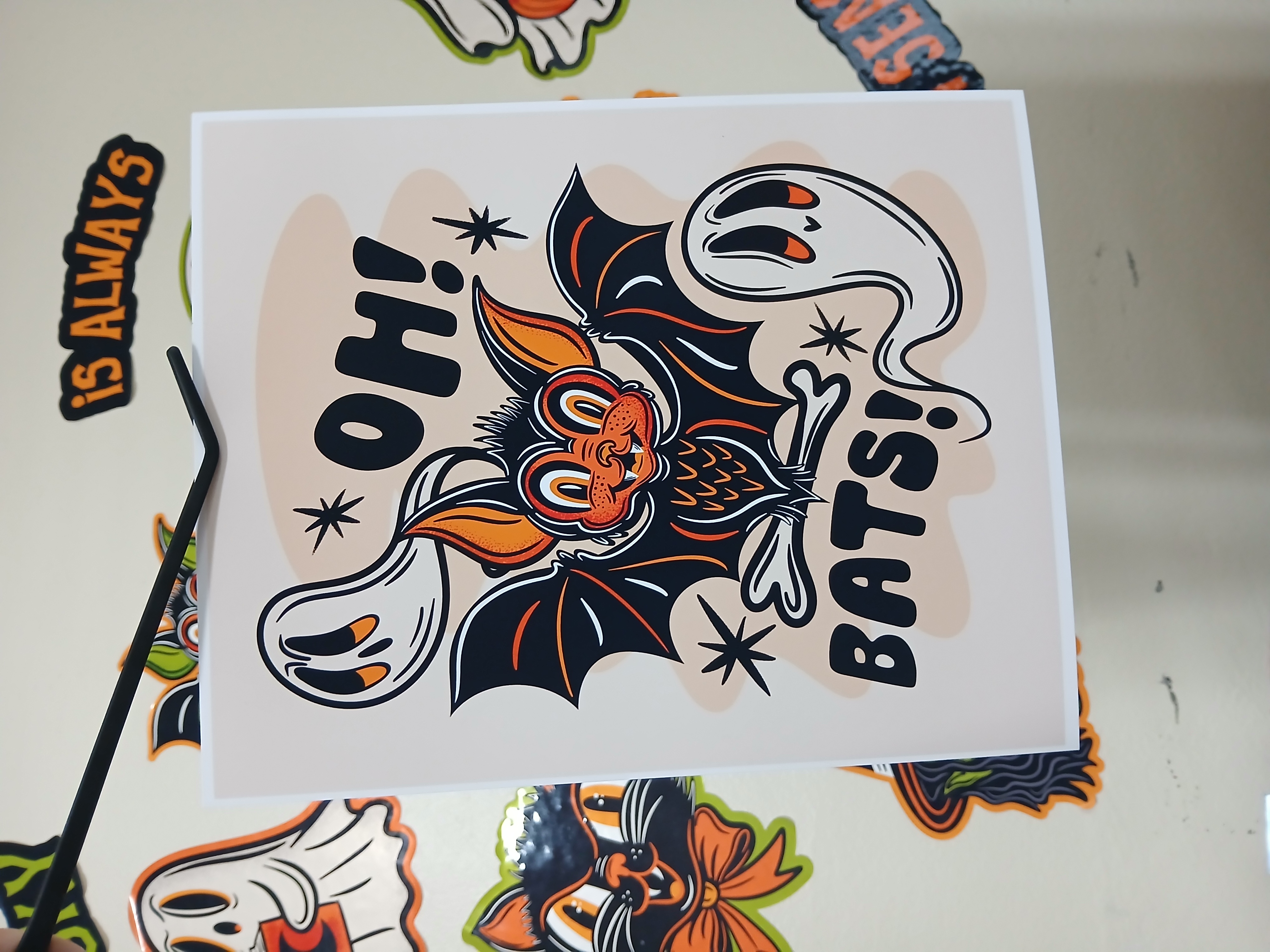 Spooky Bats and Ghosts Halloween Wall Decor Art Print