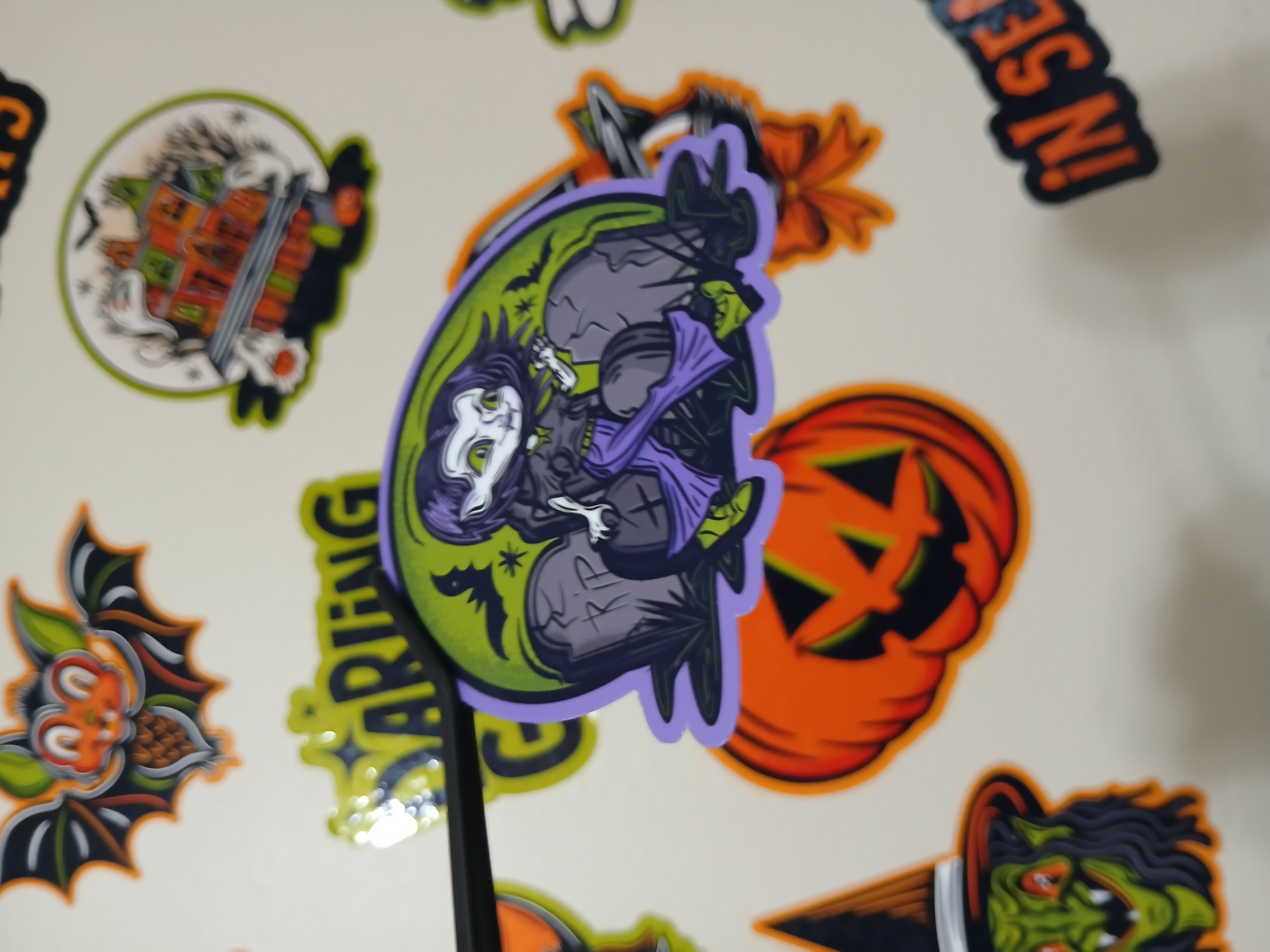 Spooky Cute Halloween Vampire, Bats in a Cemetery Vinyl Decal Sticker Two
