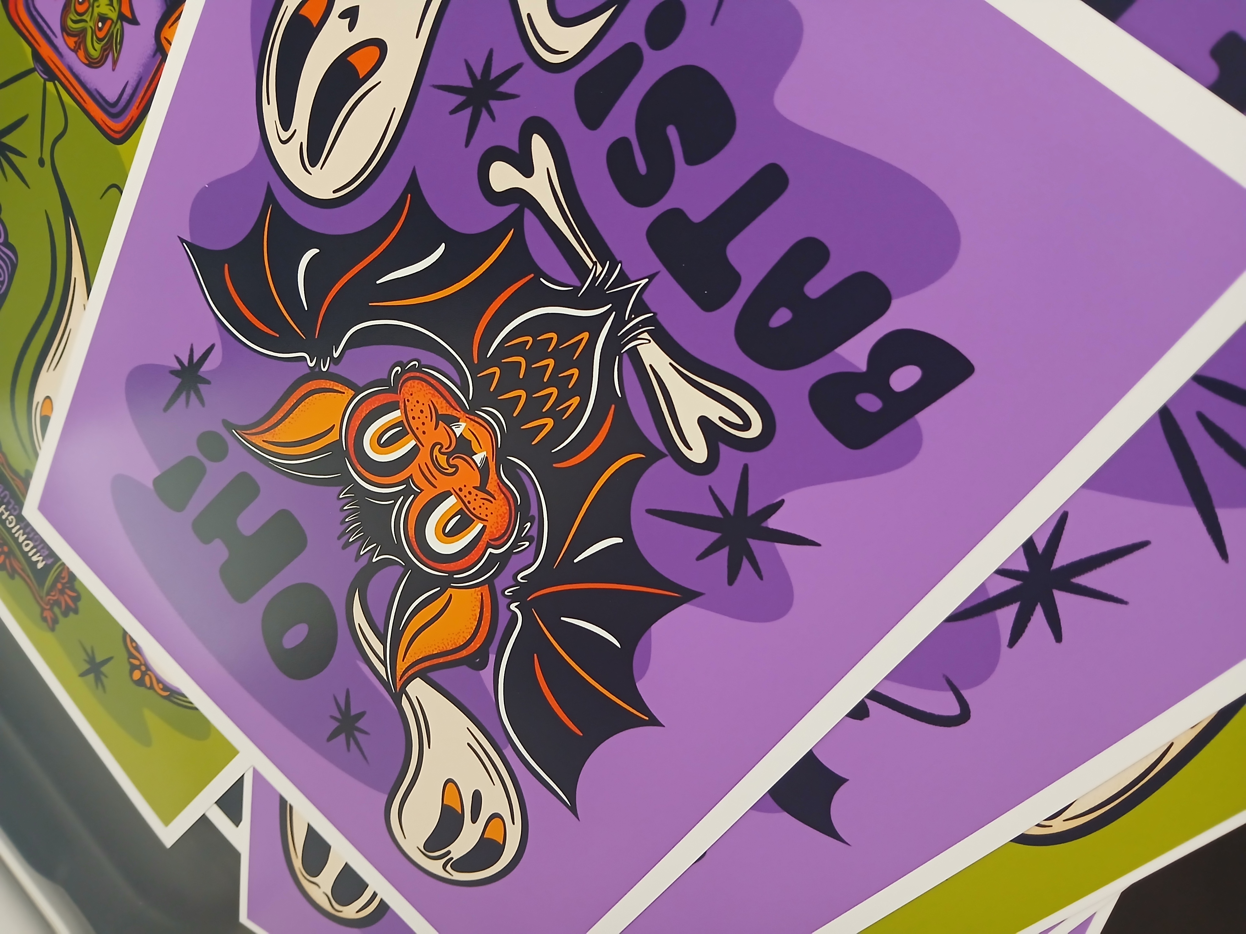 Spooky Bats and Ghosts Halloween Wall Decor Art Print