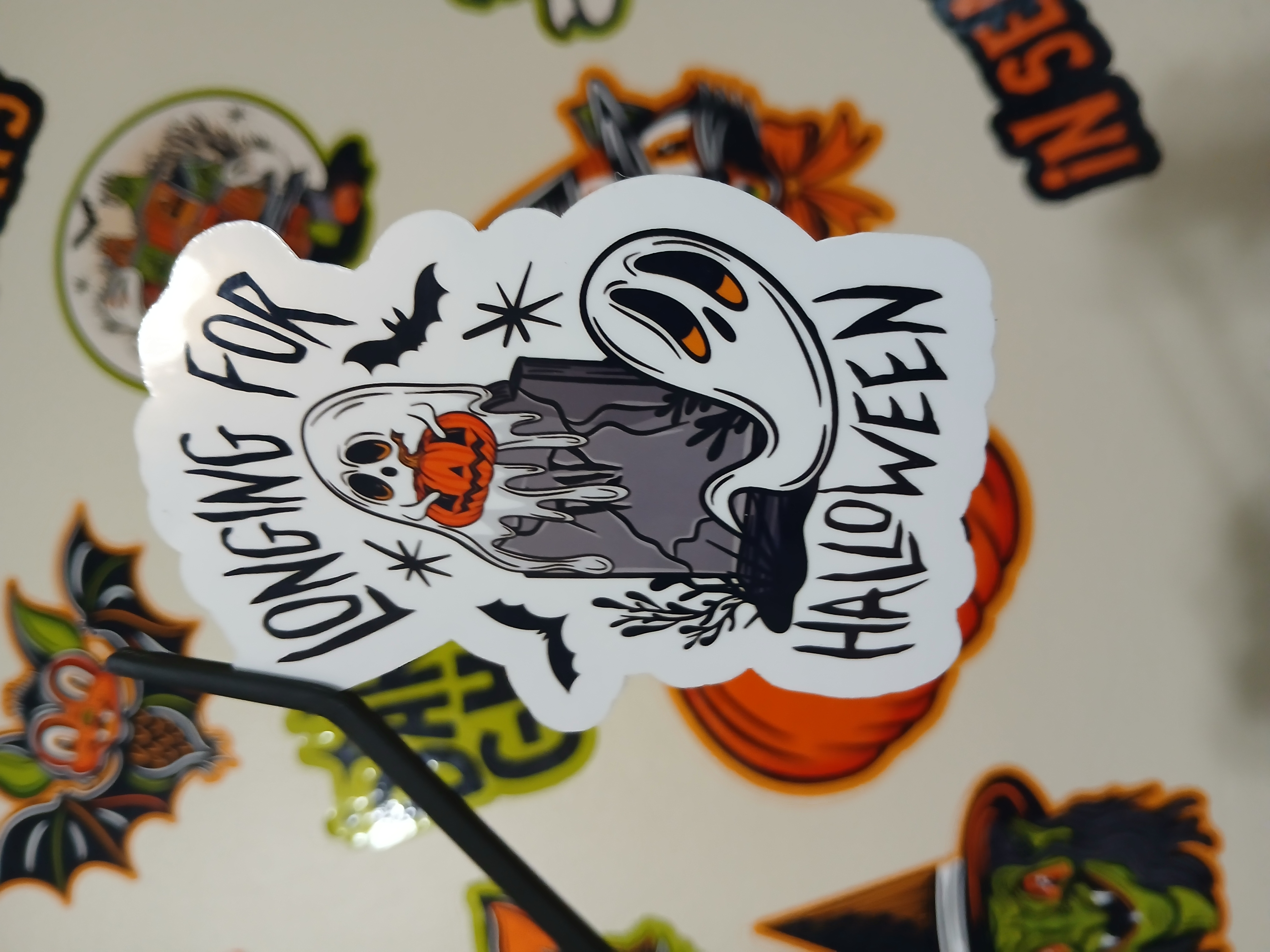 Spooky Season Longing for Halloween Ghosts, Jack-o-Lantern, Bats, Tombstone Vinyl Decal Sticker