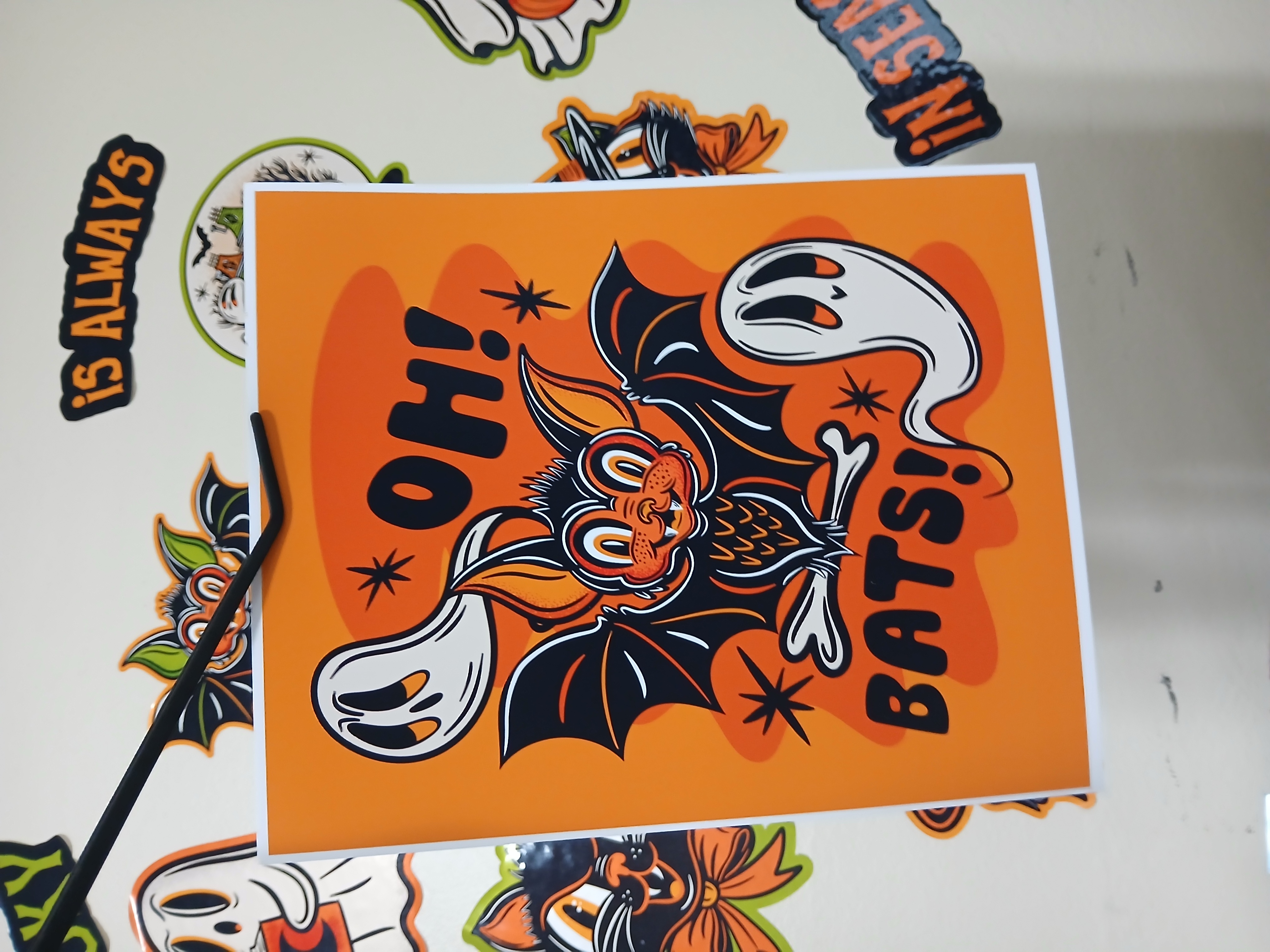 Spooky Bats and Ghosts Halloween Wall Decor Art Print