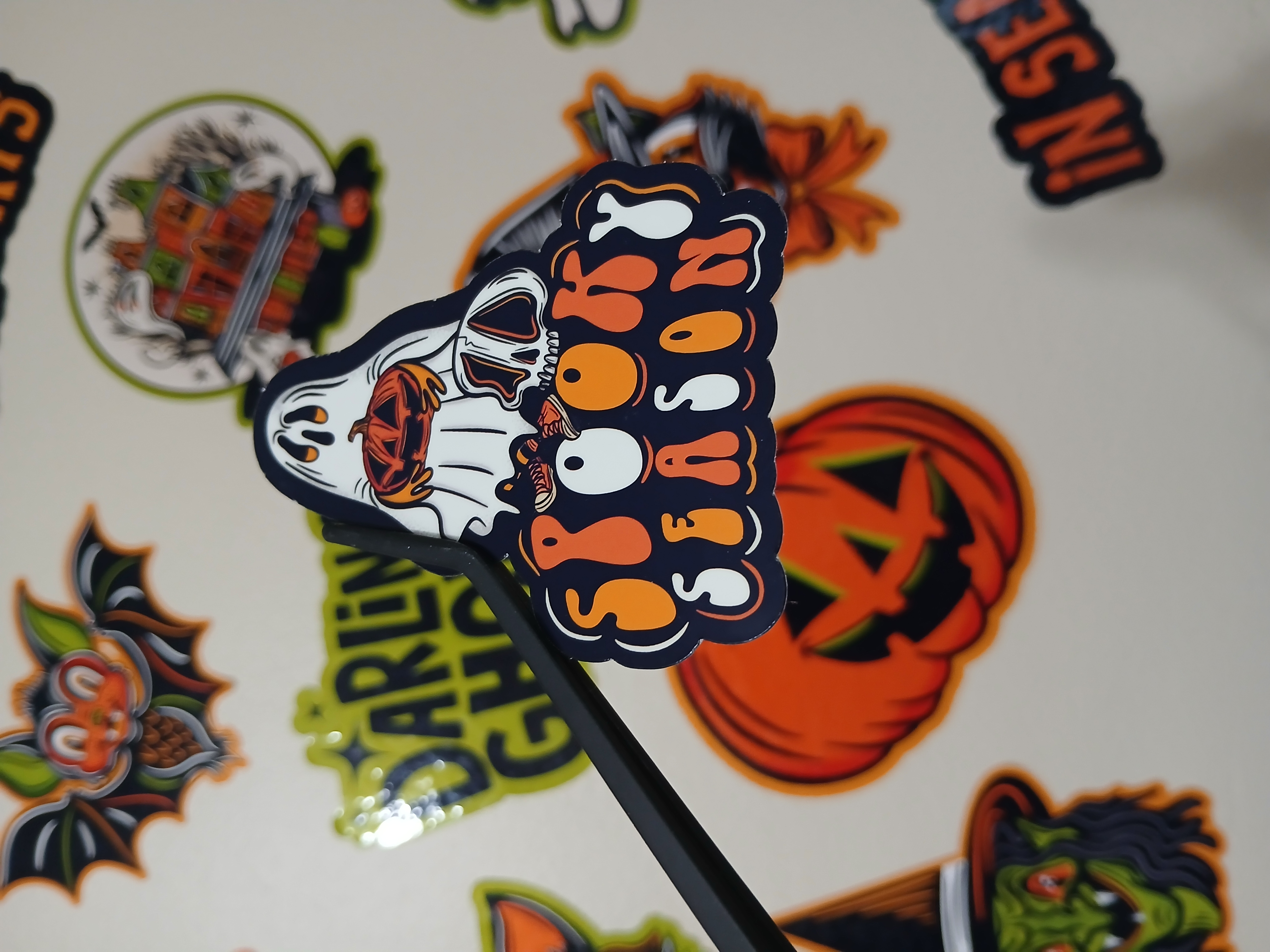Spooky Season Cute Halloween Sheet Ghost, Skull Vinyl Decal Sticker
