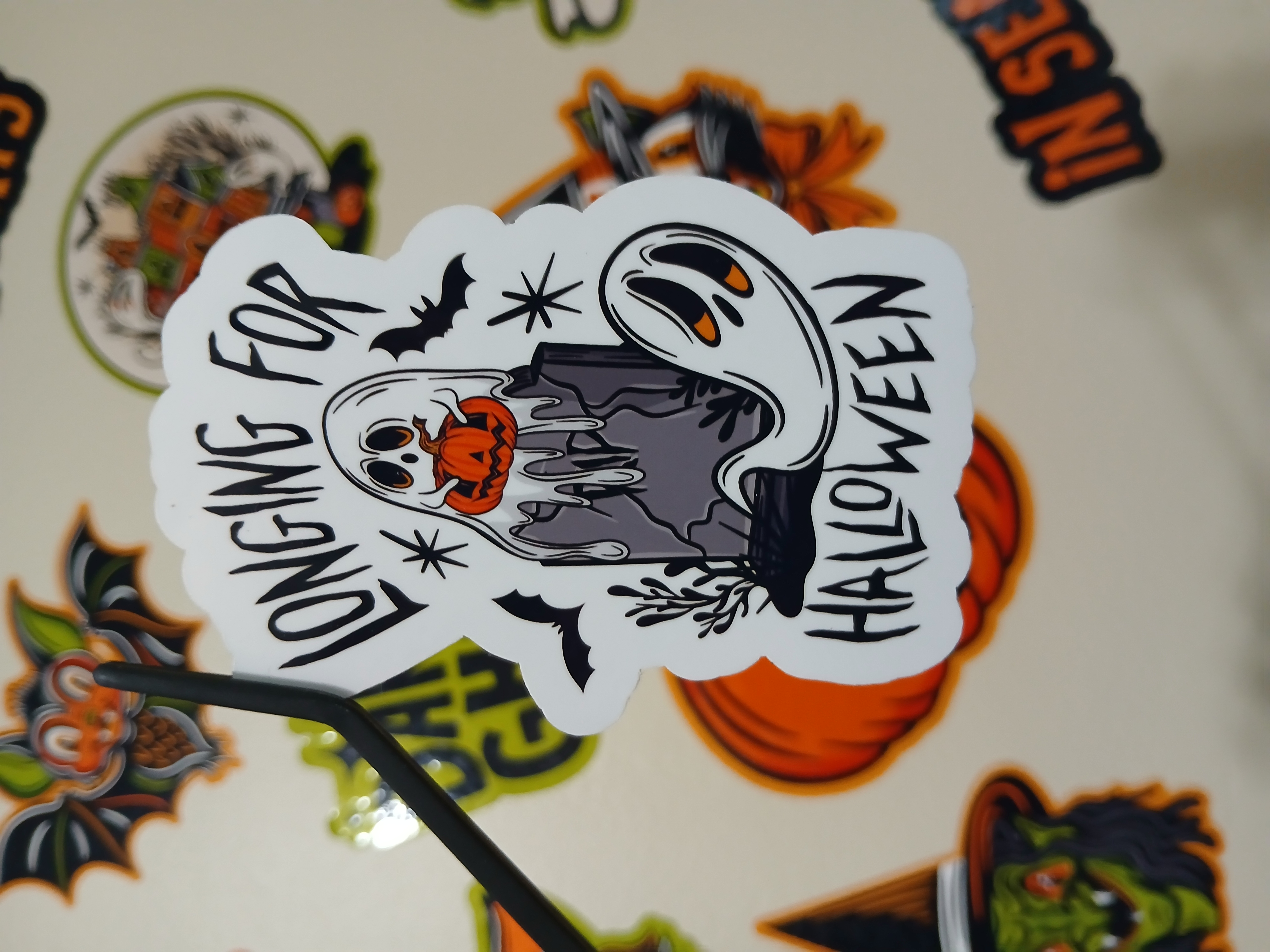 Spooky Season Longing for Halloween Ghosts, Jack-o-Lantern, Bats, Tombstone Vinyl Decal Sticker