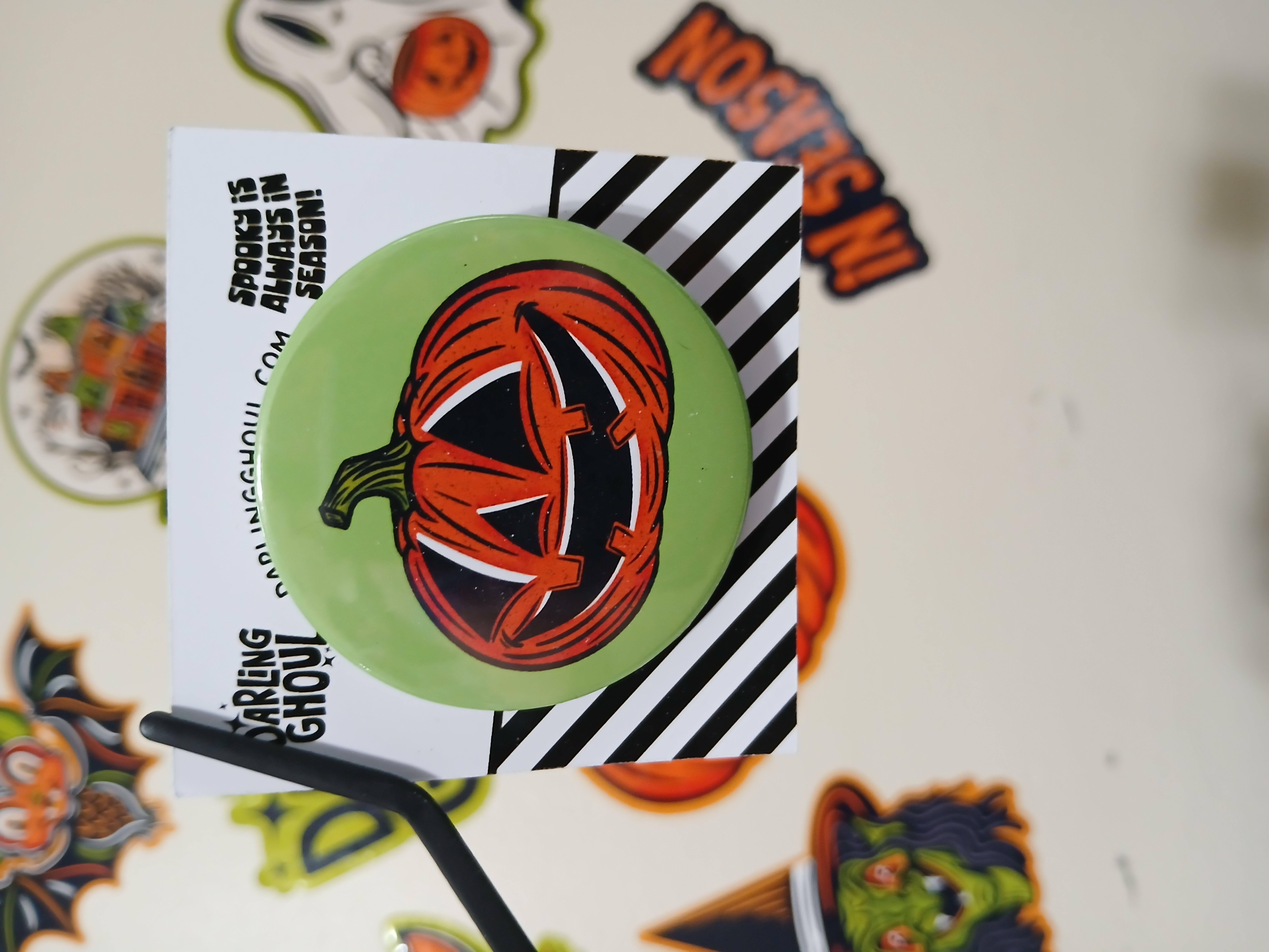 Spooky Season Cute Halloween Jack-o-Lantern Pinback Button Badge