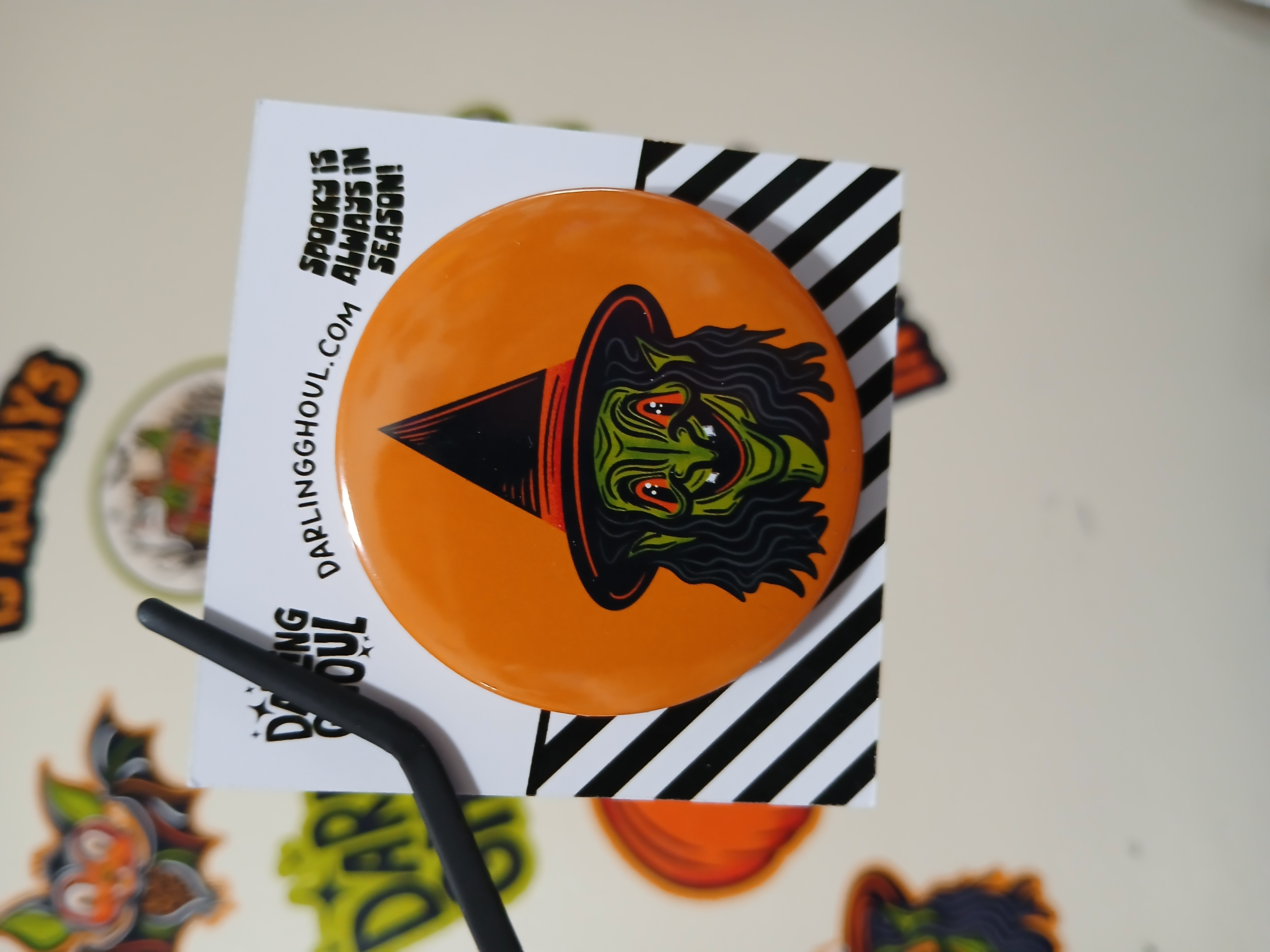 Spooky Season Cute Halloween Crone Witch Pinback Button Badge