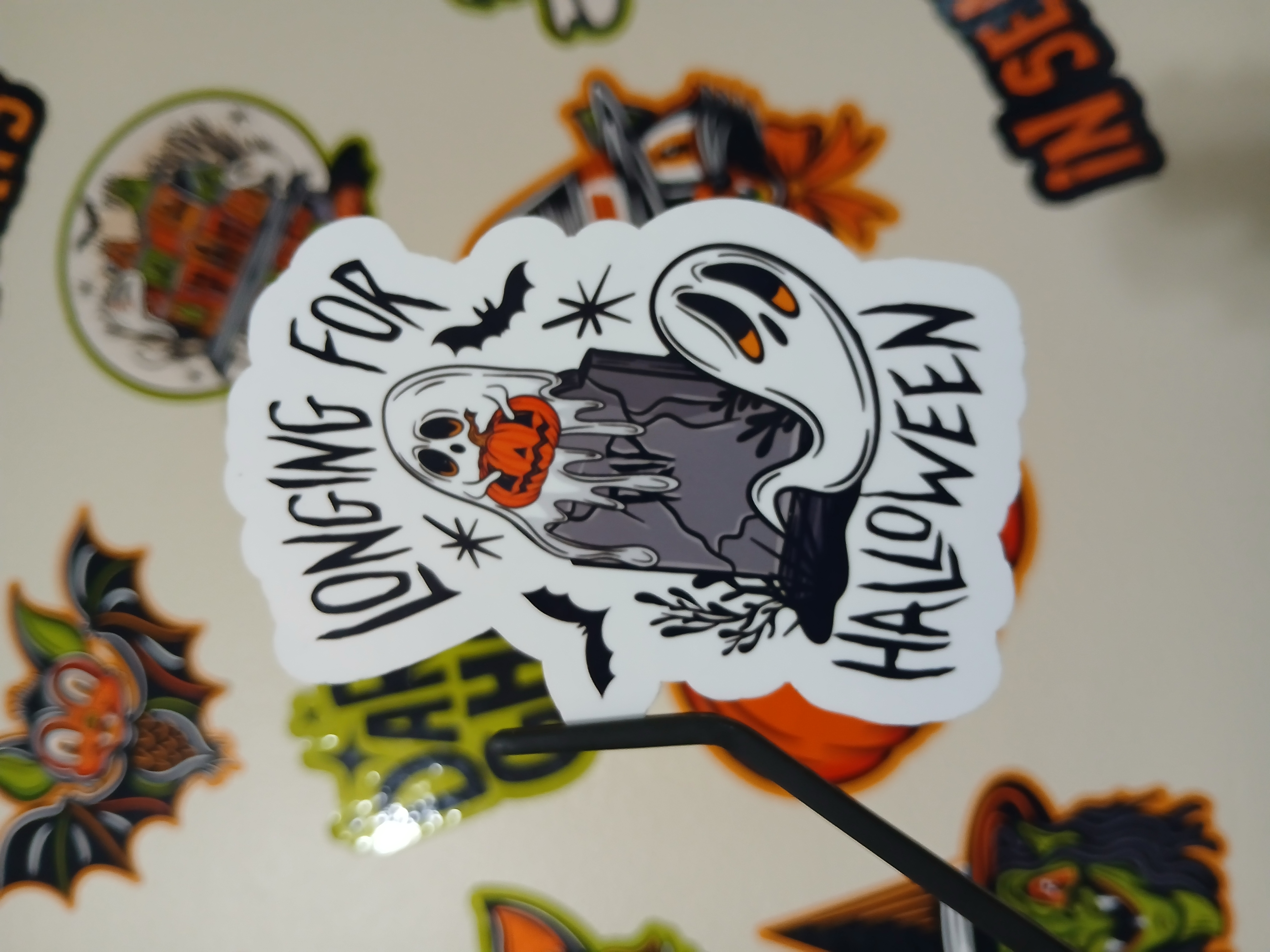 Spooky Season Longing for Halloween Ghosts, Jack-o-Lantern, Bats, Tombstone Vinyl Decal Sticker