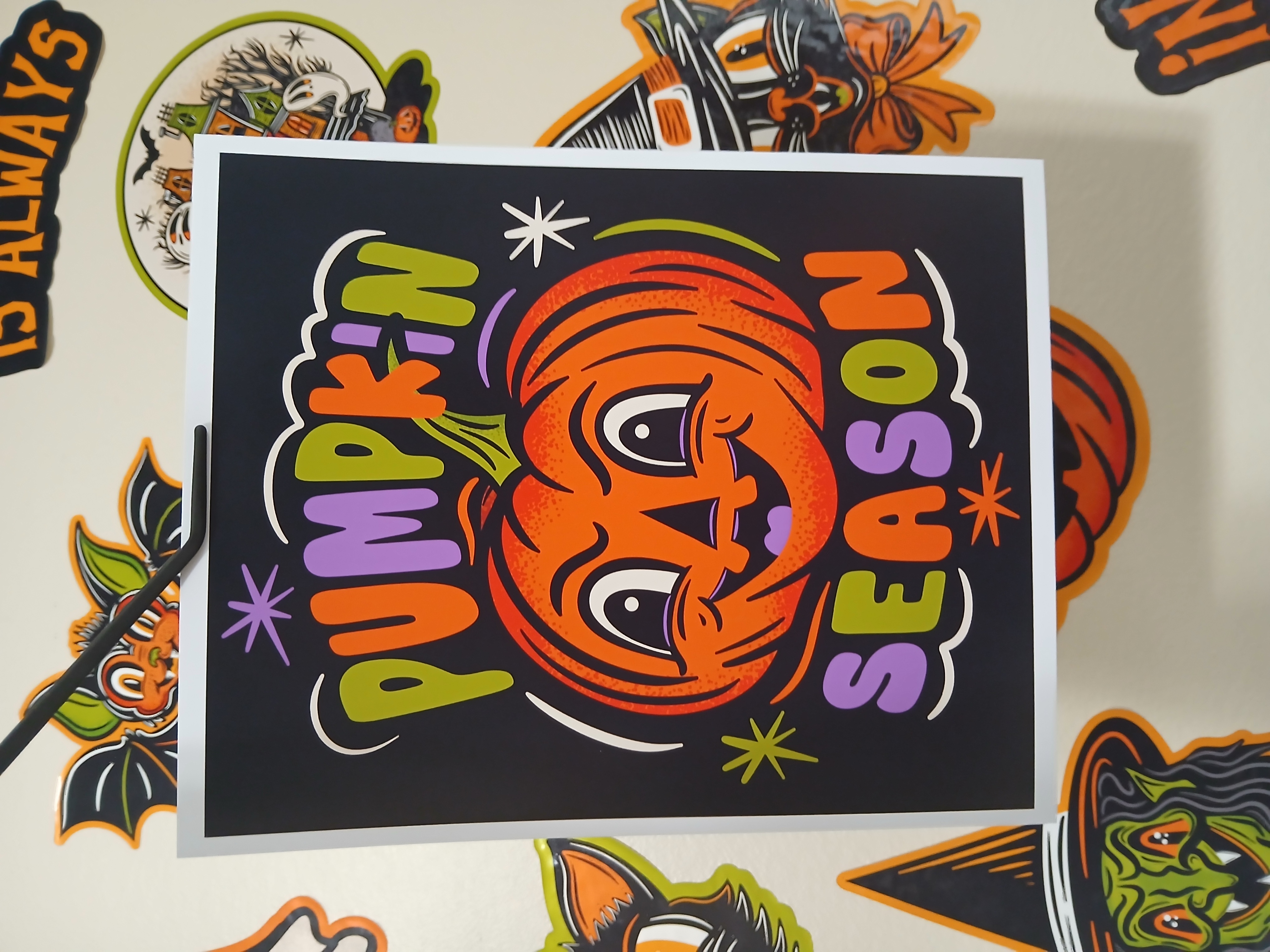 Spooky Pumpkin Season Jack-O-Lantern Halloween Wall Decor Art Print
