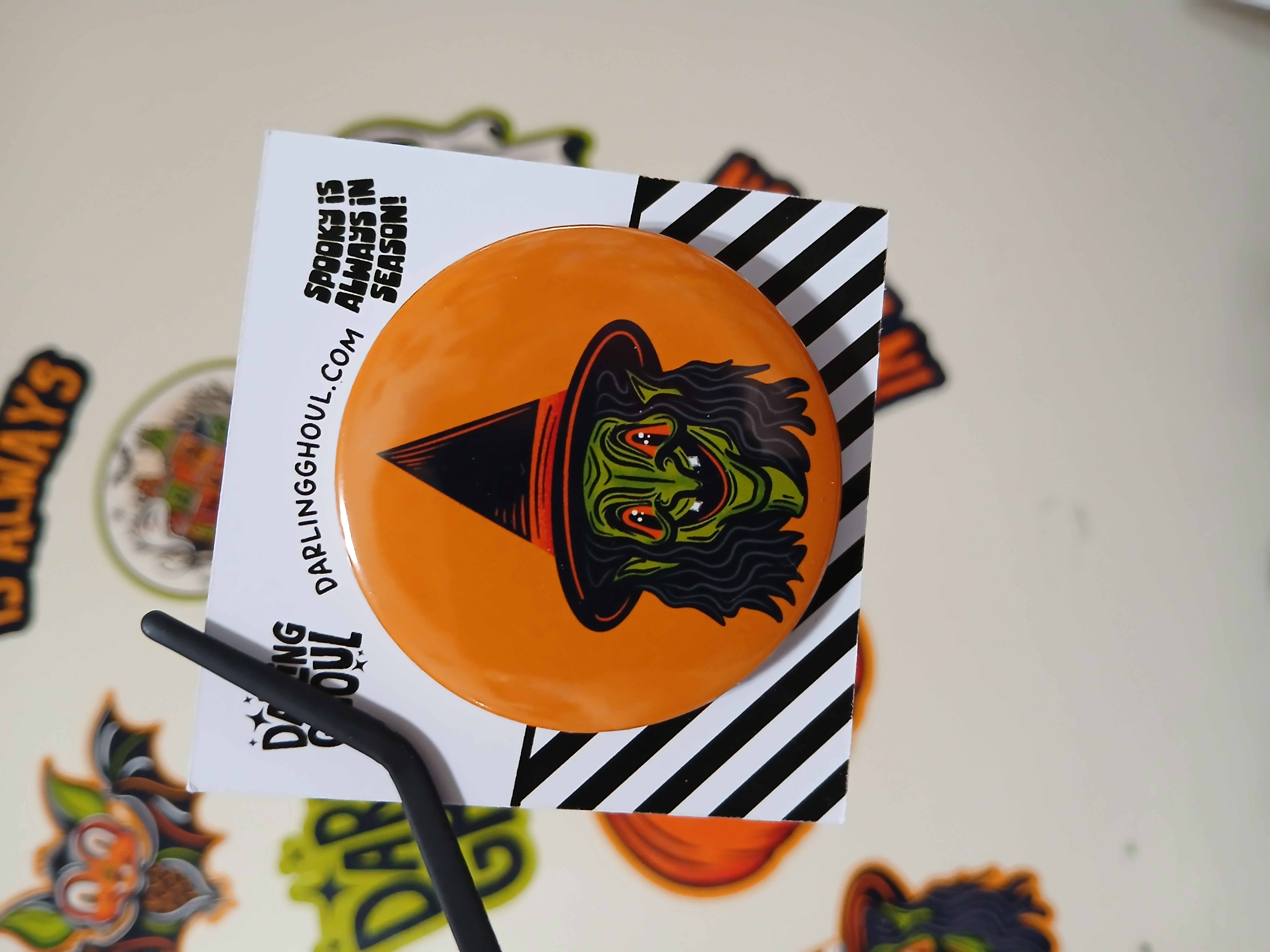 Spooky Season Cute Halloween Crone Witch Pinback Button Badge