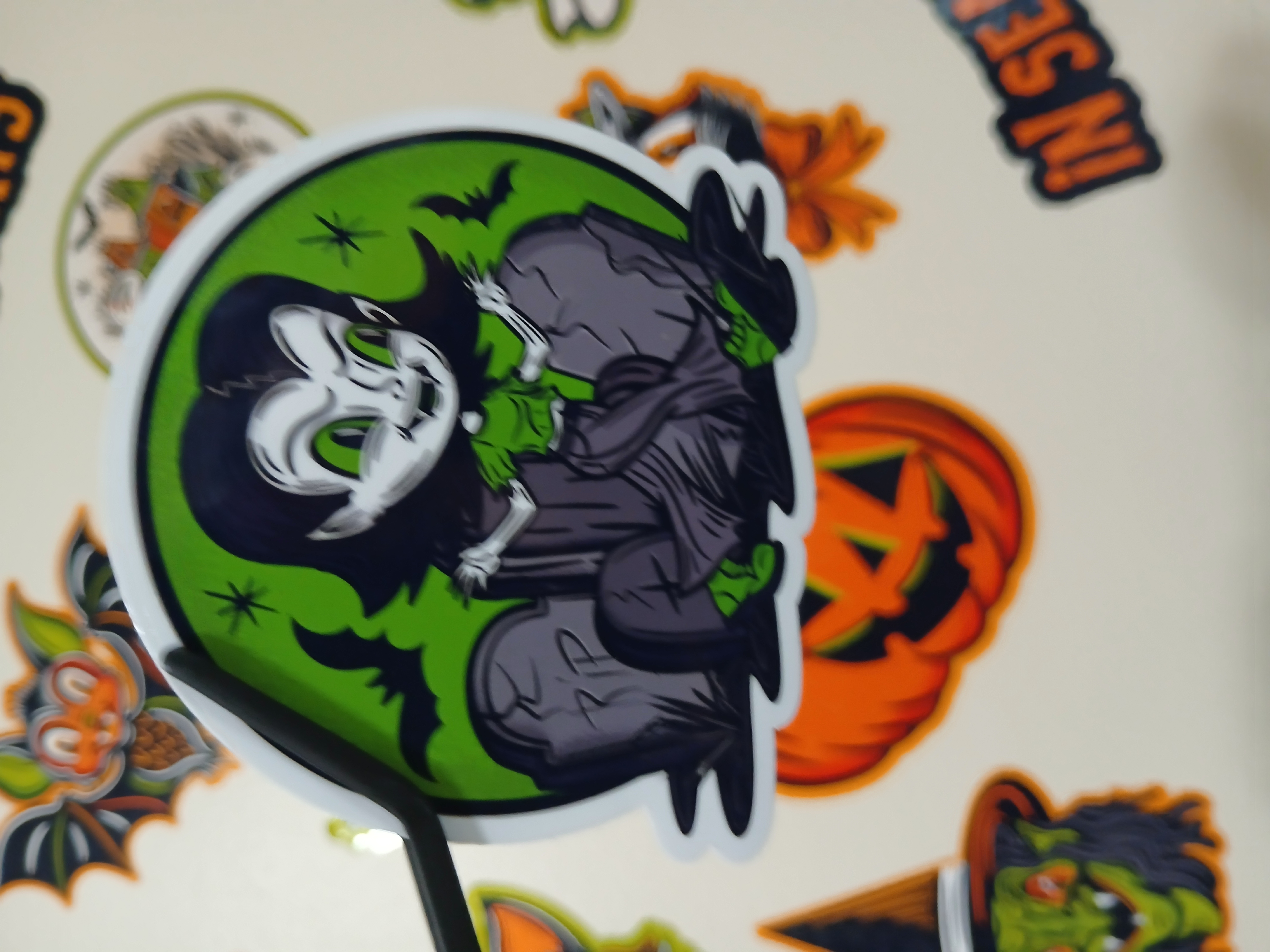 Spooky Cute Halloween Vampire, Bats in a Cemetery Vinyl Decal Sticker Two