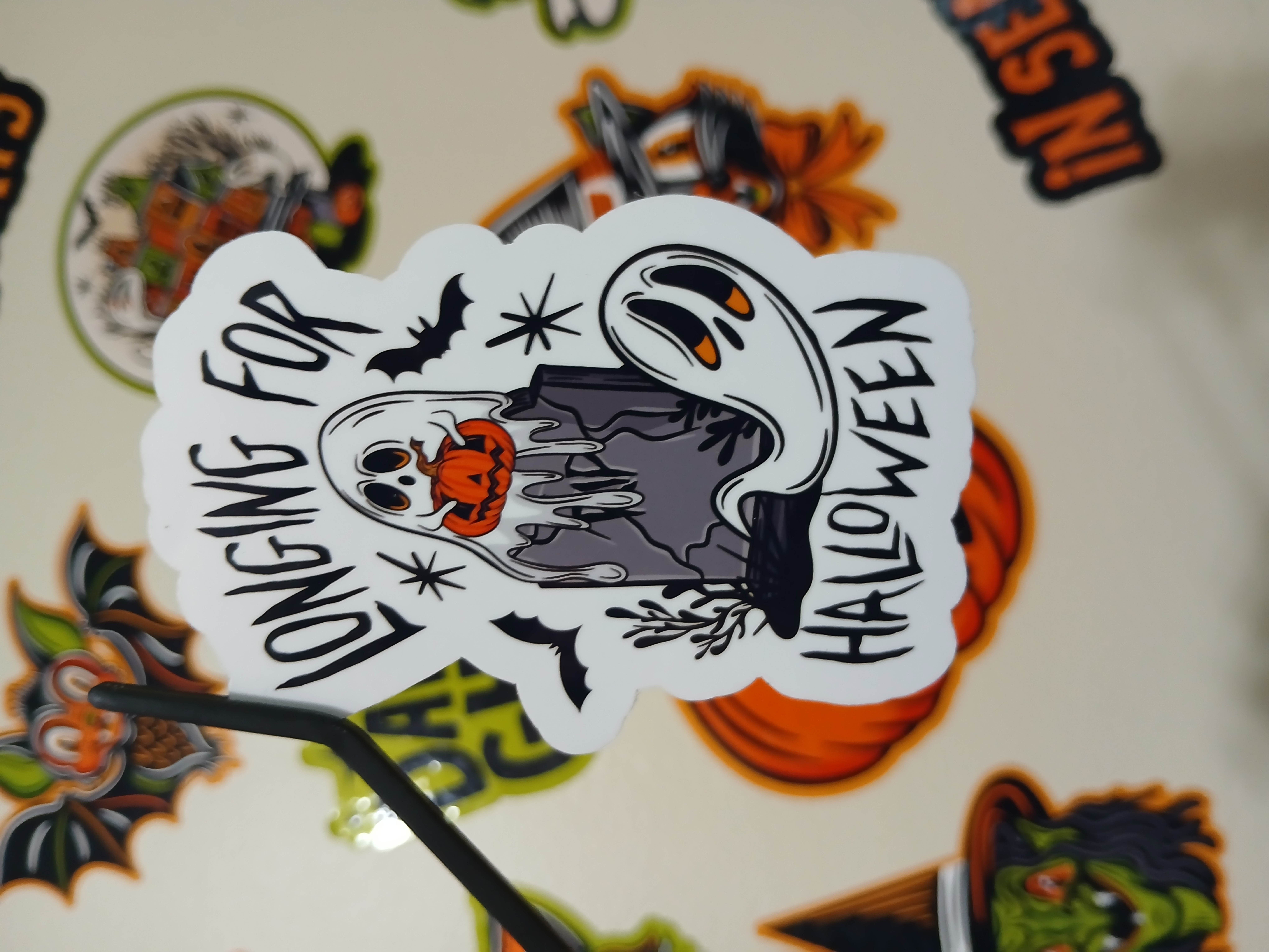 Spooky Season Longing for Halloween Ghosts, Jack-o-Lantern, Bats, Tombstone Vinyl Decal Sticker