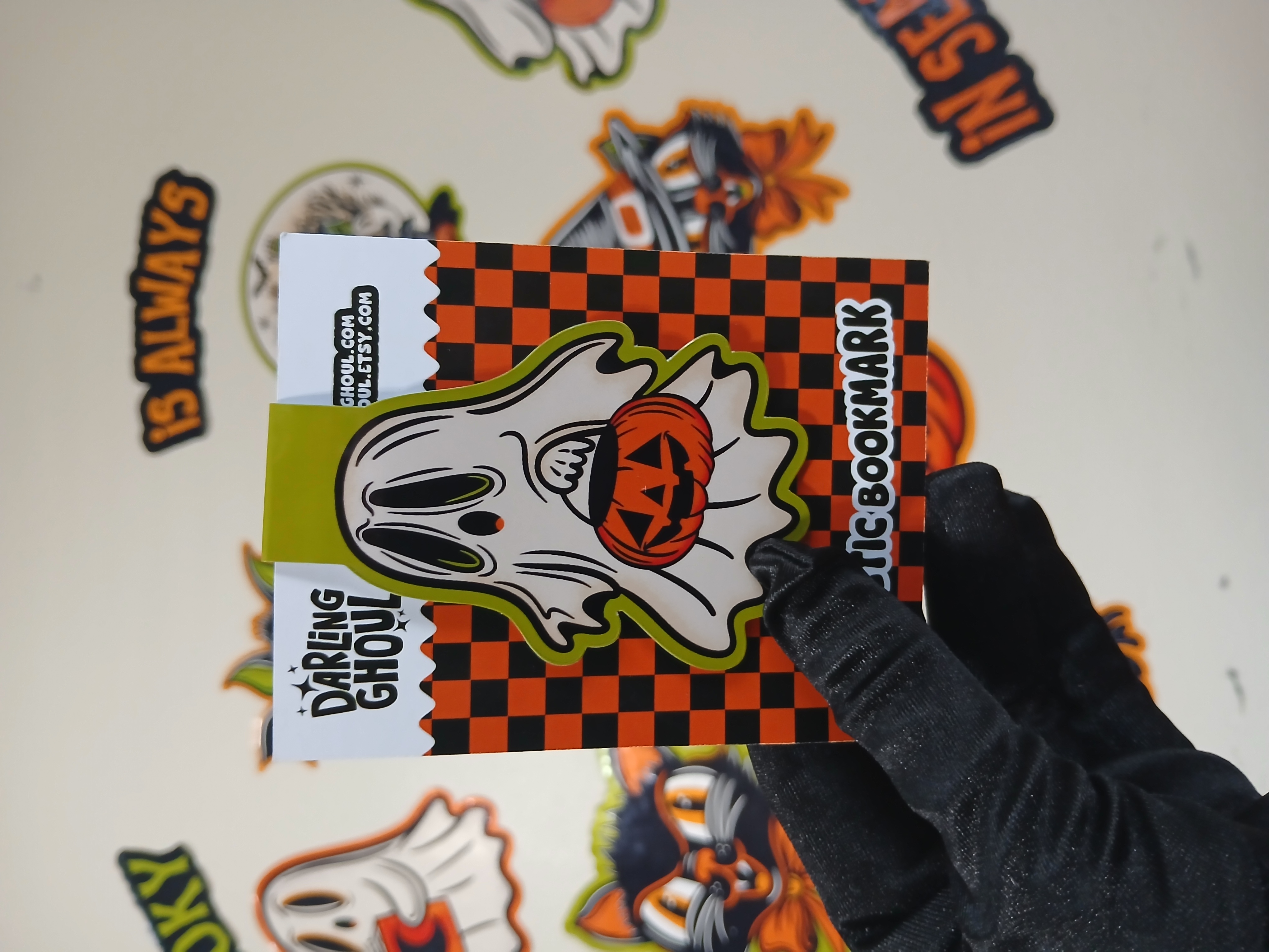 Spooky Season Cute Ghost Jack-o-Lantern Pail Bookish Halloween Magnetic Bookmark