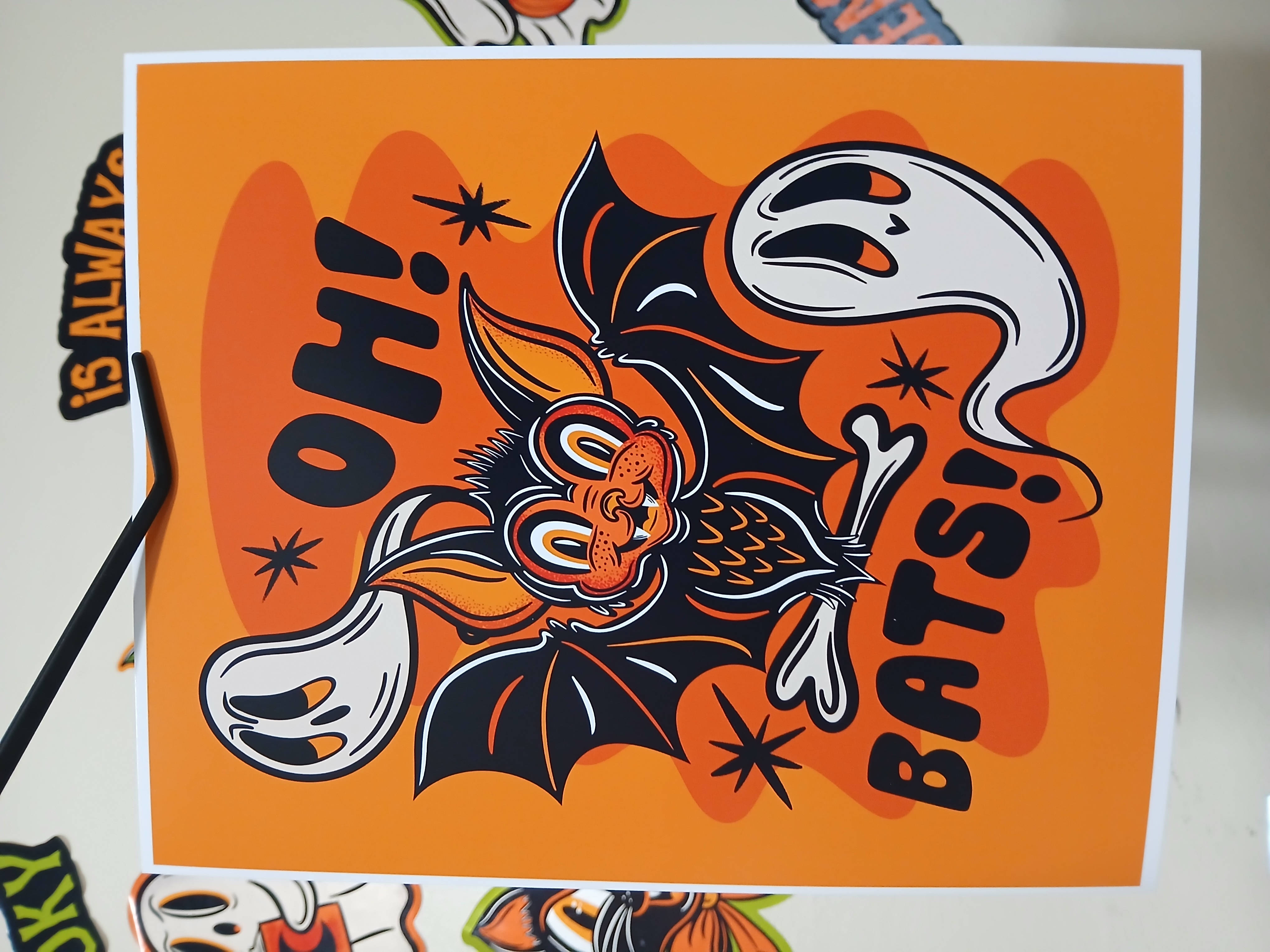 Spooky Bats and Ghosts Halloween Wall Decor Art Print