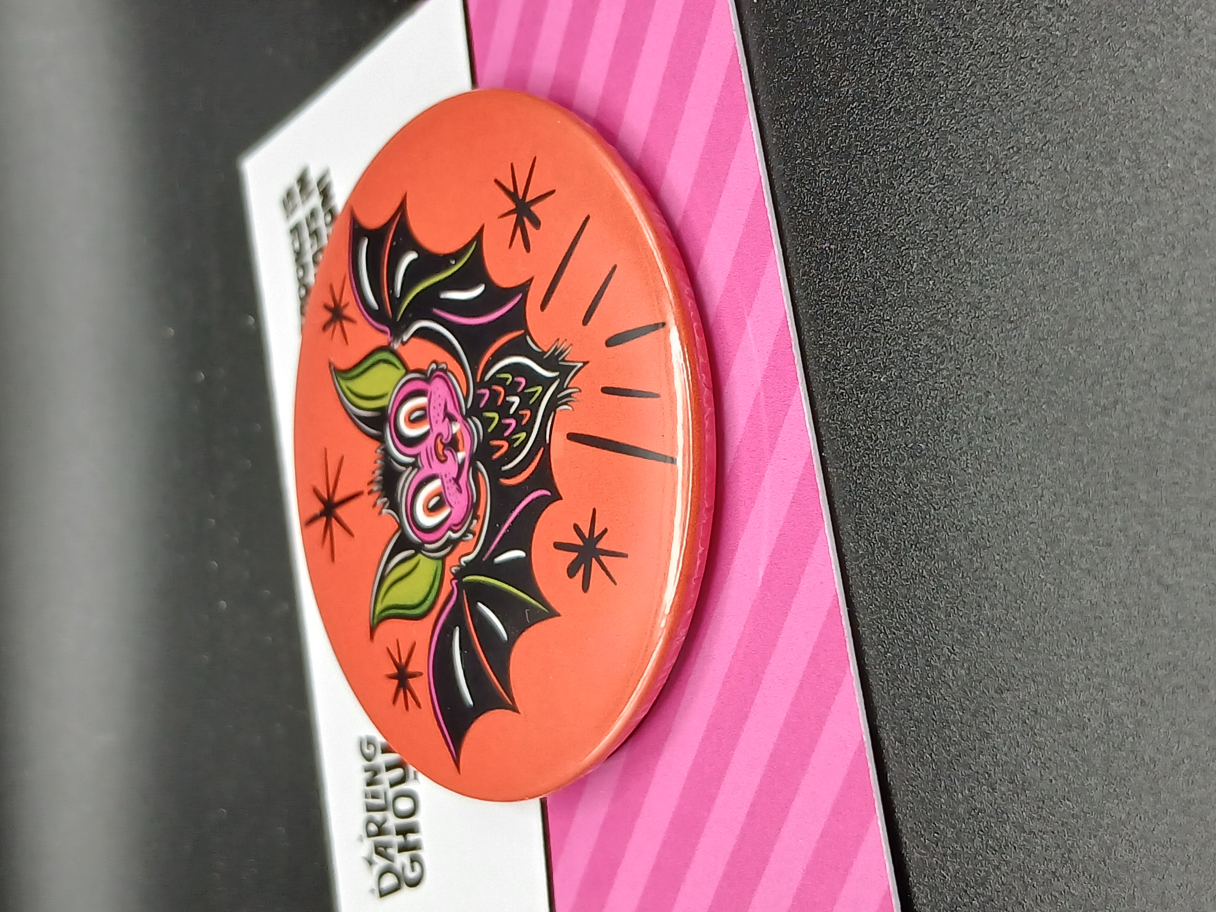 Spooky Season Cute Halloween Gothic Bat Pinback Button Badge