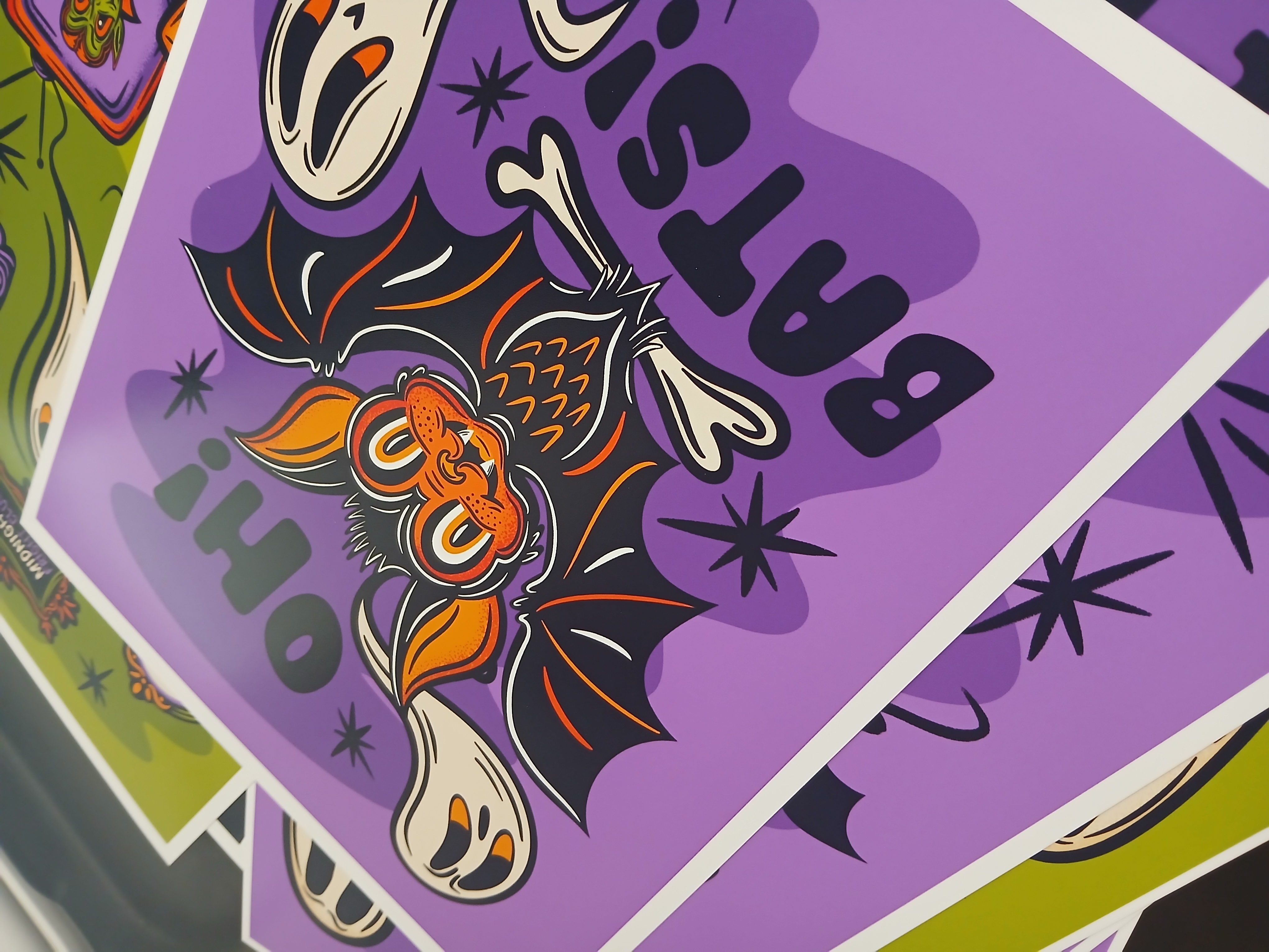 Spooky Bats and Ghosts Halloween Wall Decor Art Print
