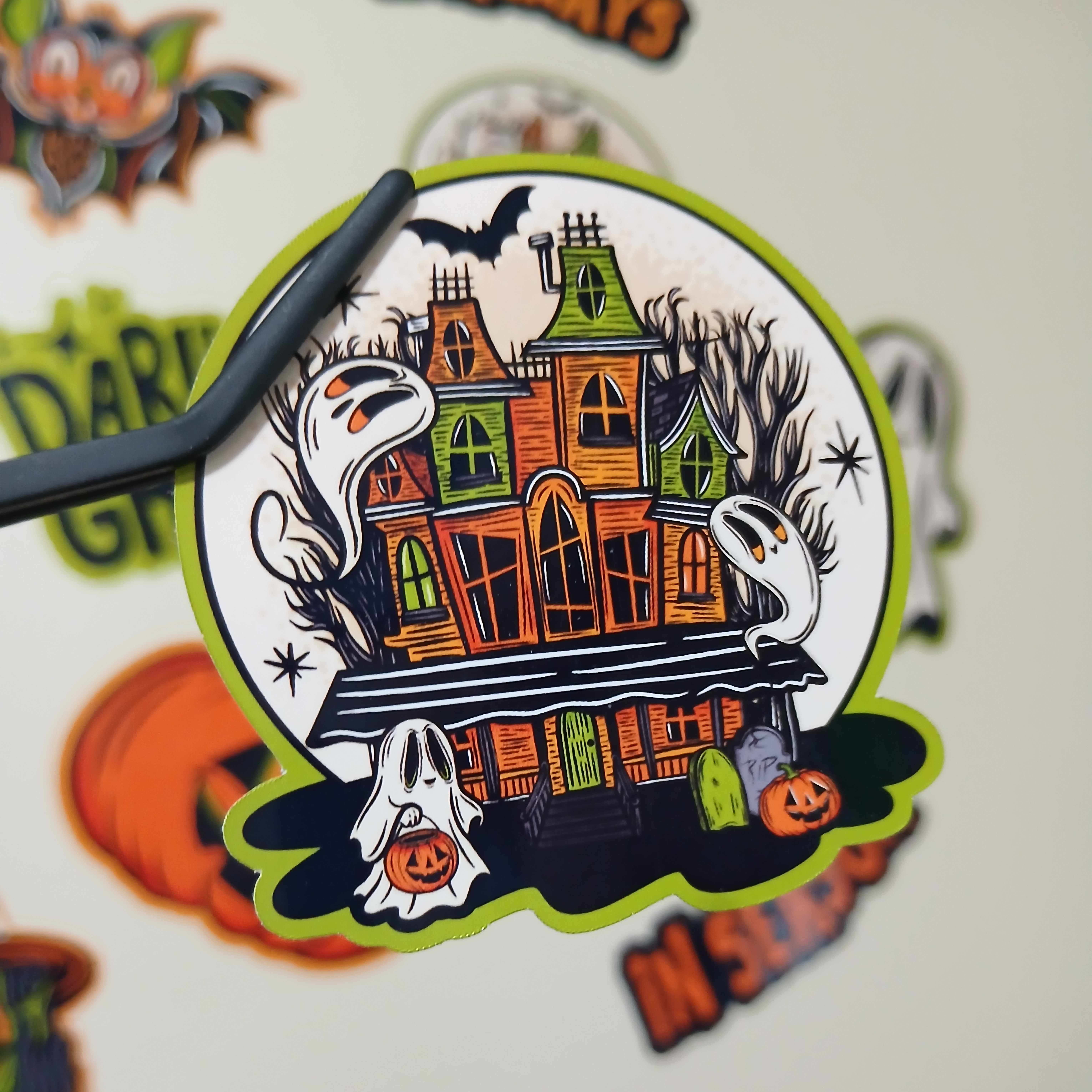 Spooky Season Cute Halloween Haunted House Ghosts Vinyl Decal Sticker