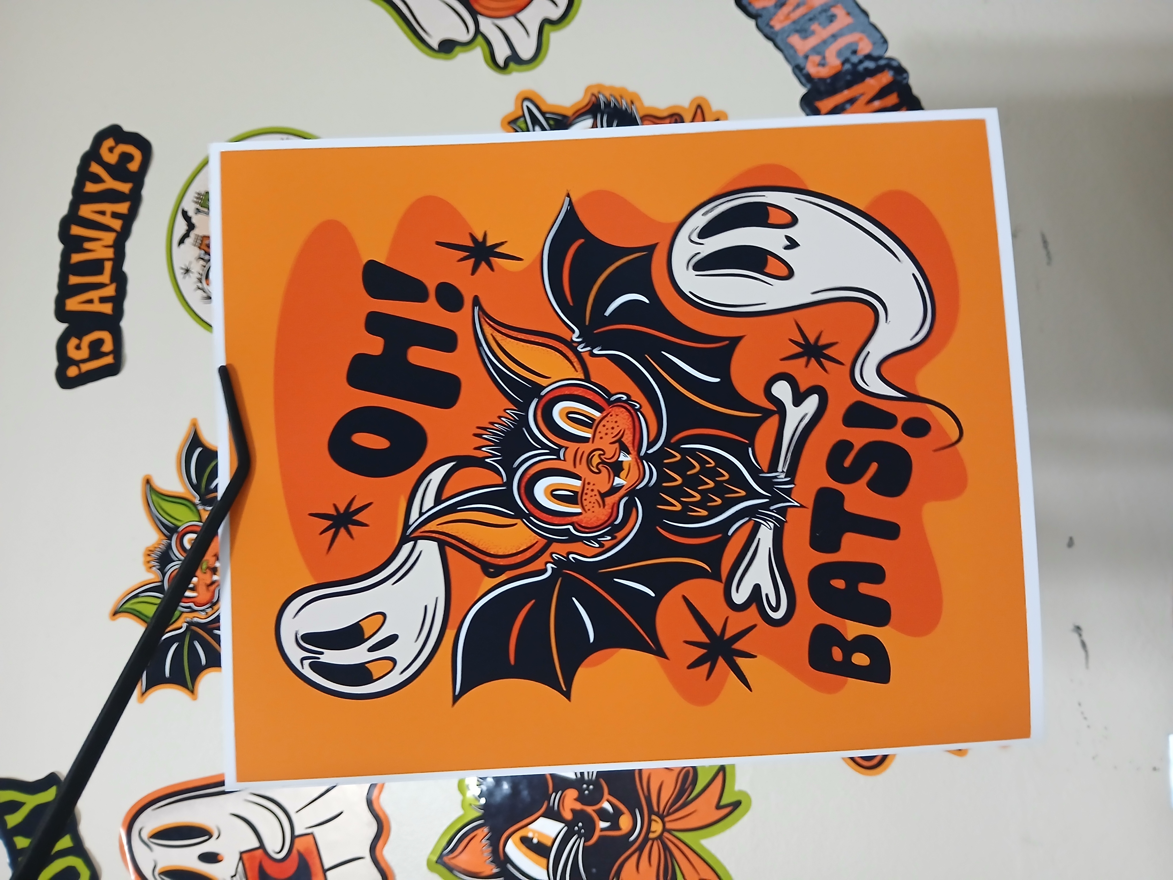 Spooky Bats and Ghosts Halloween Wall Decor Art Print