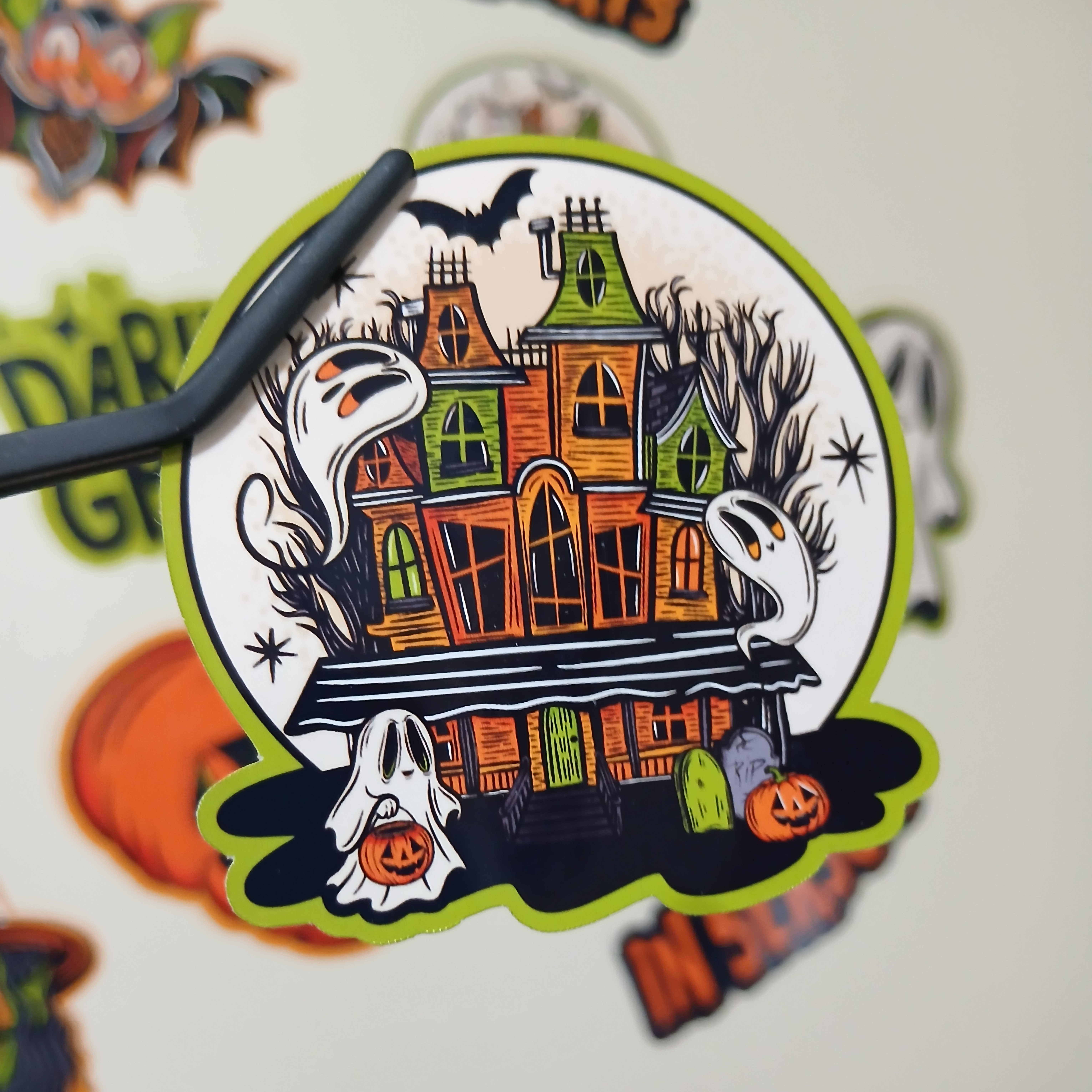 Spooky Season Cute Halloween Haunted House Ghosts Vinyl Decal Sticker