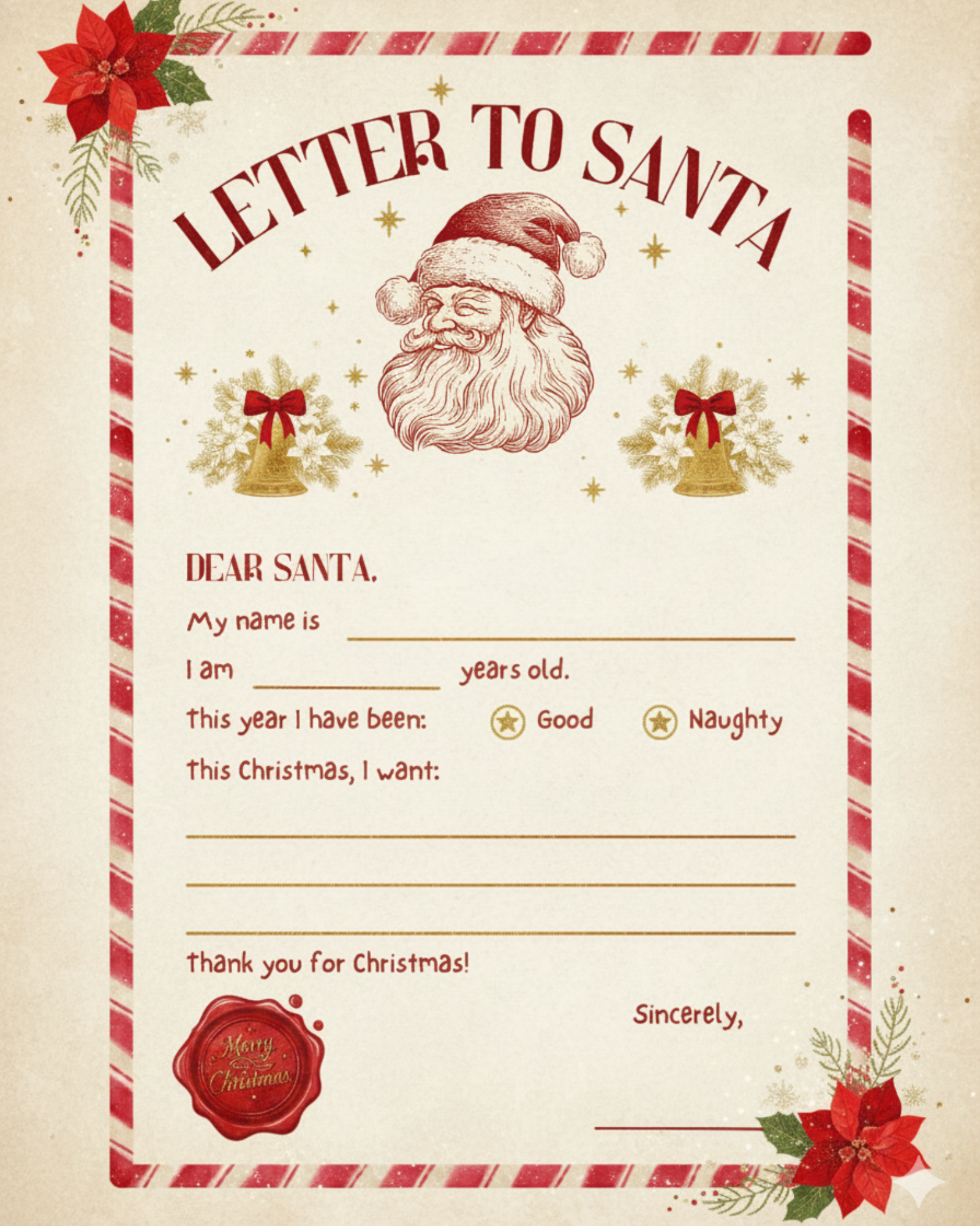 Printable Letter to Santa Template.