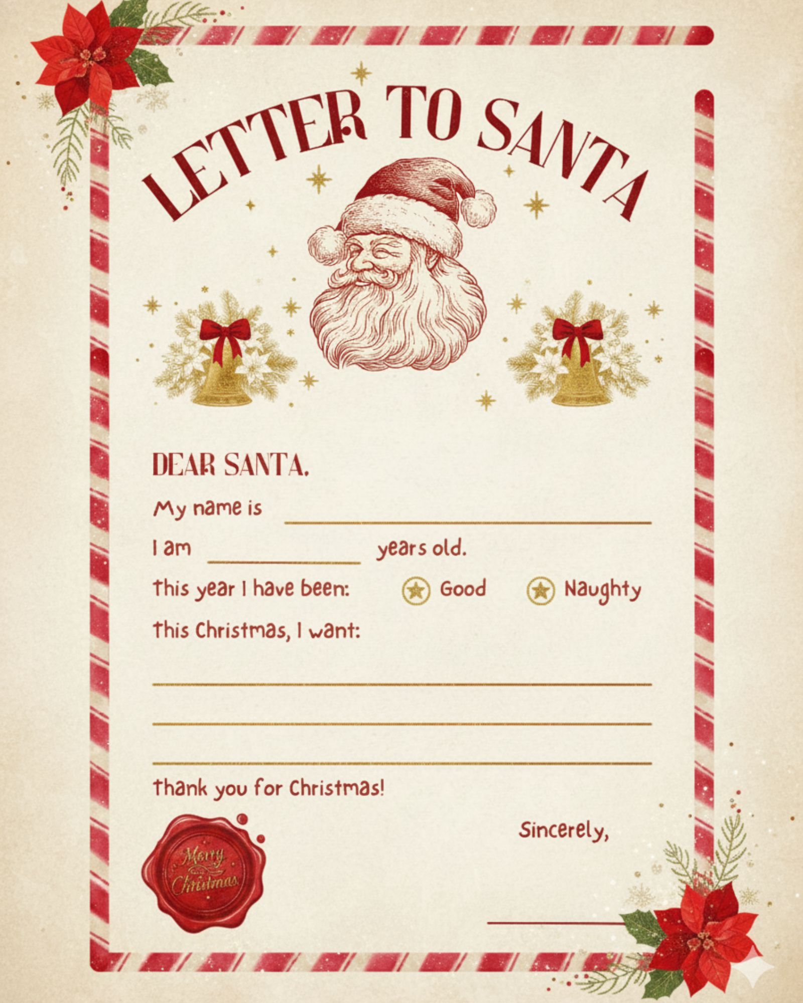 Printable Letter to Santa Template.