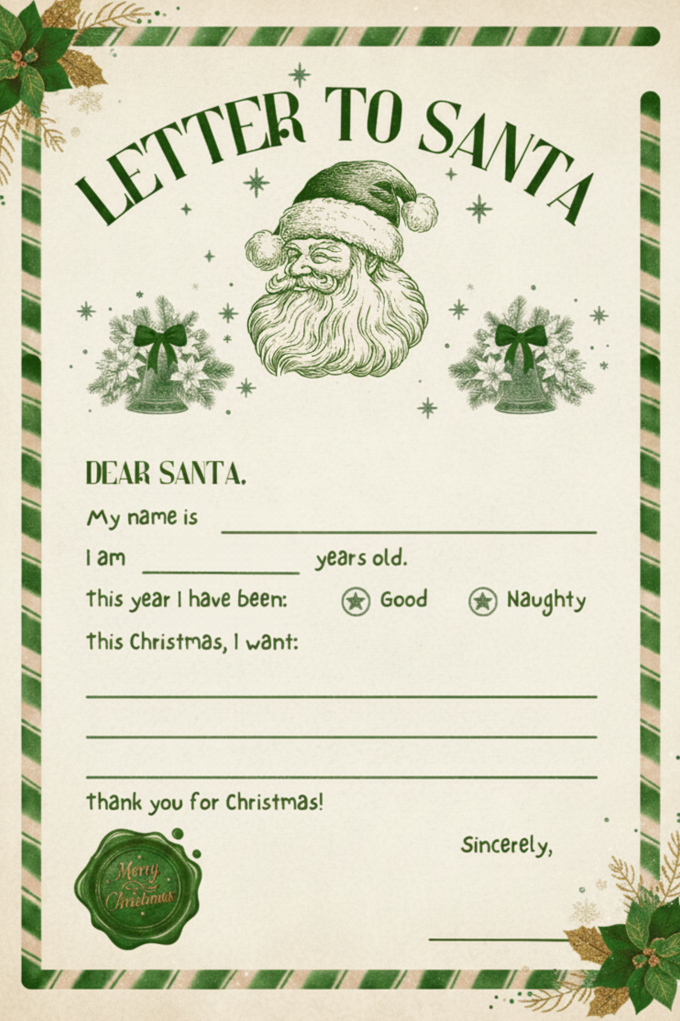 Printable Letter to Santa Template.