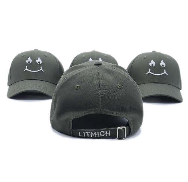 Grey Cap Silver Smiley Face logo