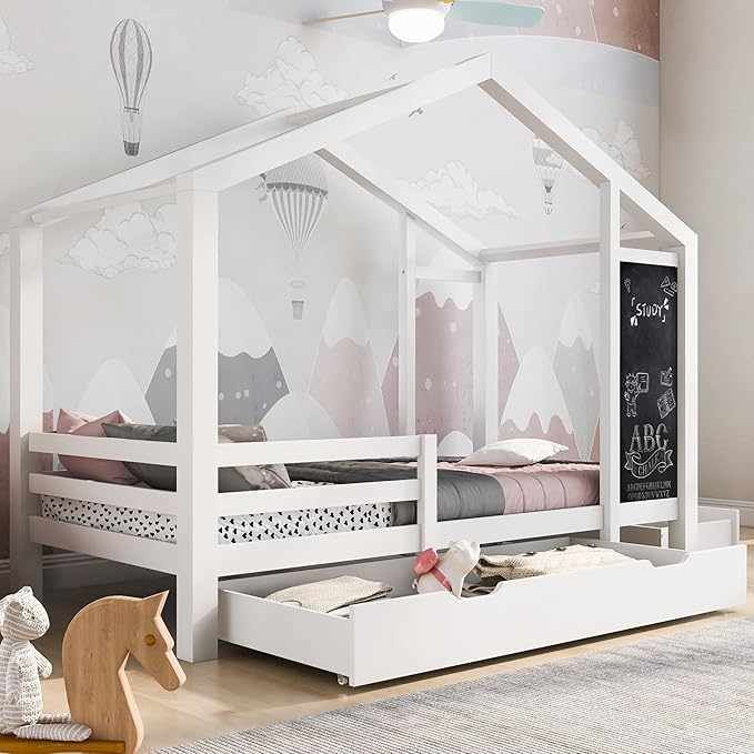 House Bed with Storage Drawers