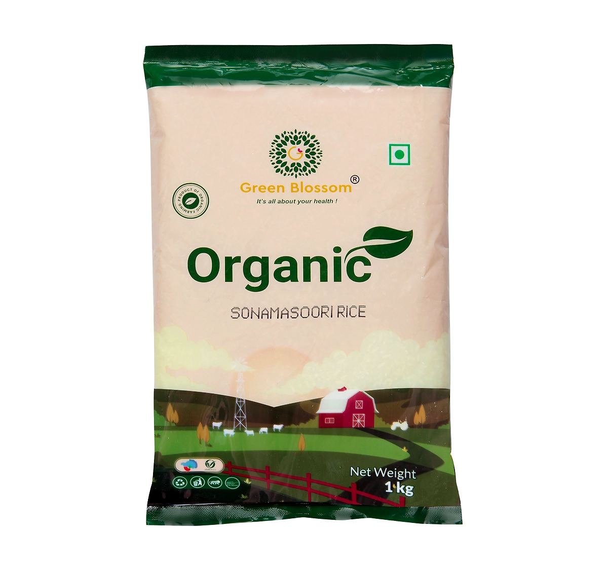 Organic Sona Masoori Rice (White) - 1Kg
