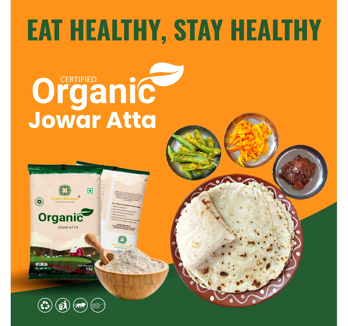 Organic Jowar Atta  - 1 Kg 